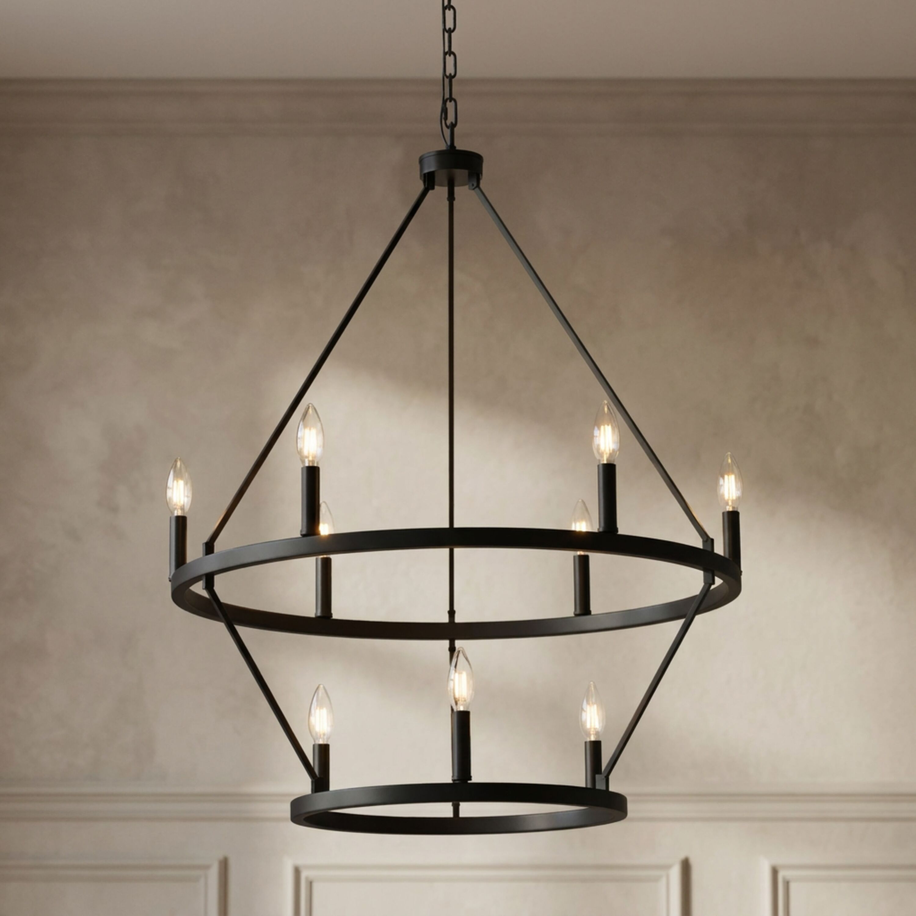 allen + roth Williamsburg 9 -Light Black Metal Chandelier