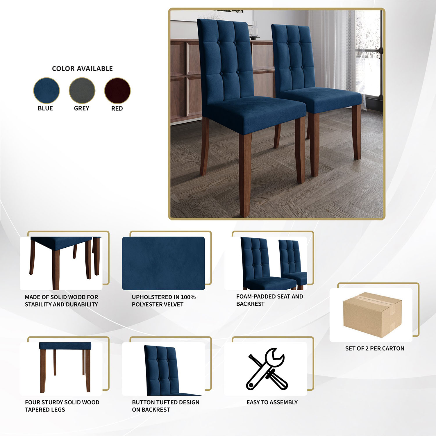 ChaletPosh C3119US-RD-VV-2X Dining-Chairs - View #10
