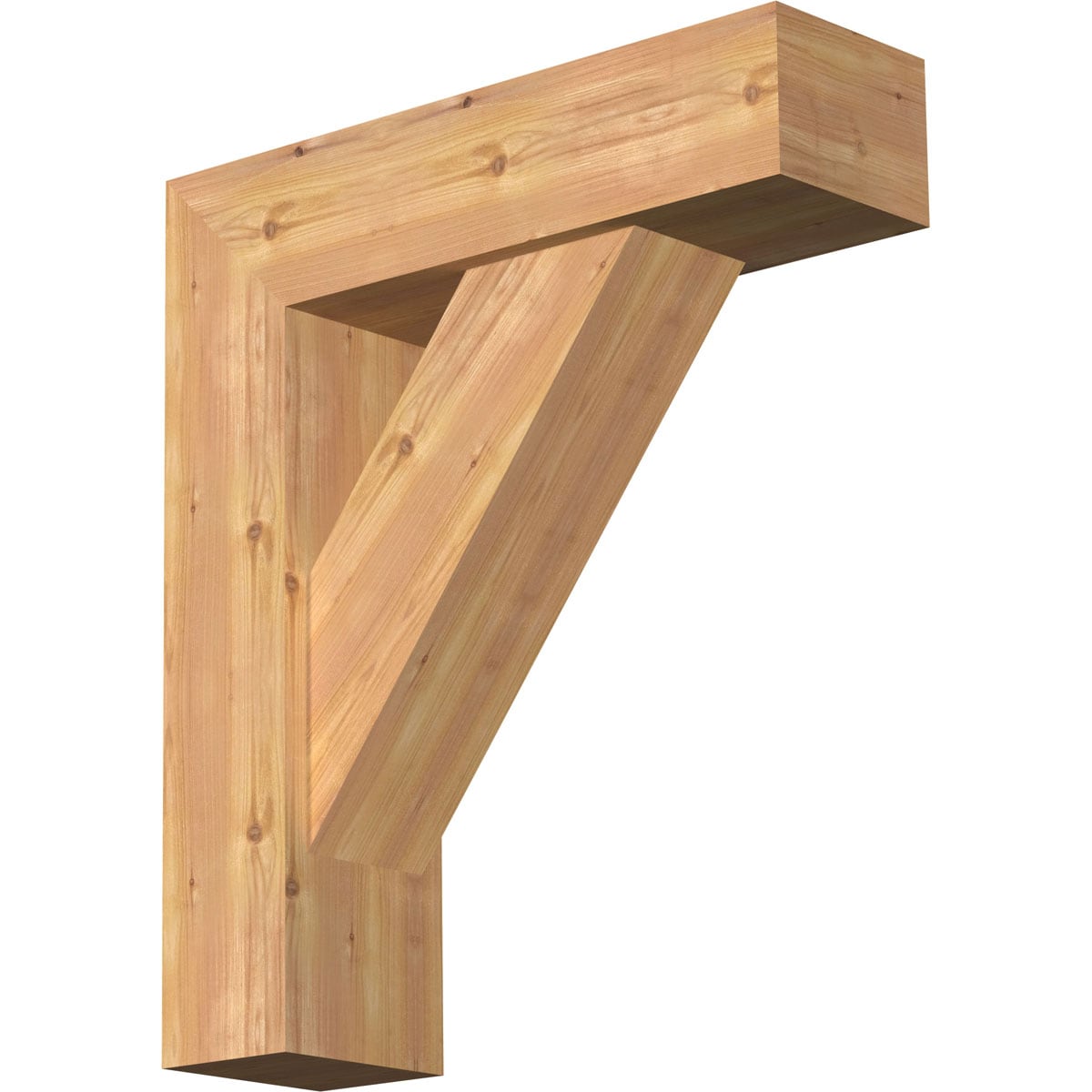 Ekena Millwork 1464879 Traditional Block Smooth Bracket with Offset Brace Western Red Cedar Wood Standard Bracket