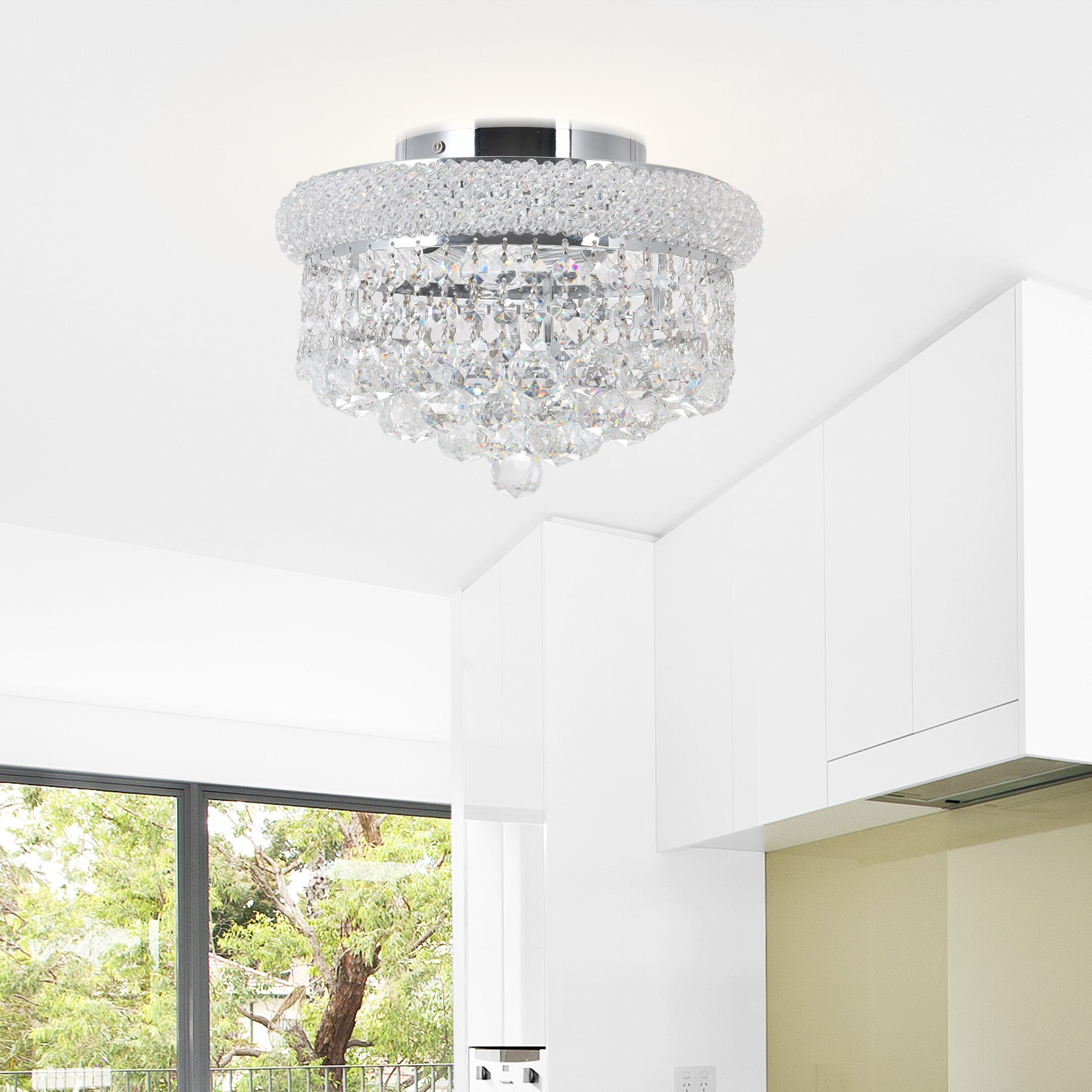 CWI Lighting 8001C12C Empire 3 -Light 12.0-in Multiple finishes Chrome Flush Mount Light
