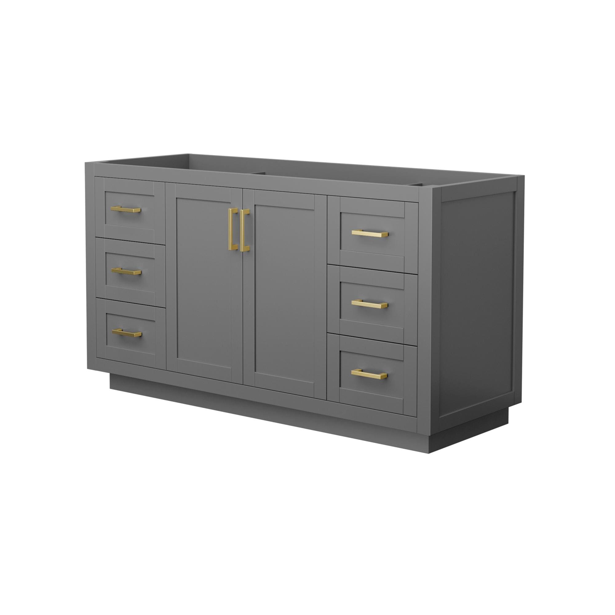 Wyndham Collection Miranda 60-in Dark Gray with Brushed Gold Trim Bathroom Vanity Base Cabinet without Top