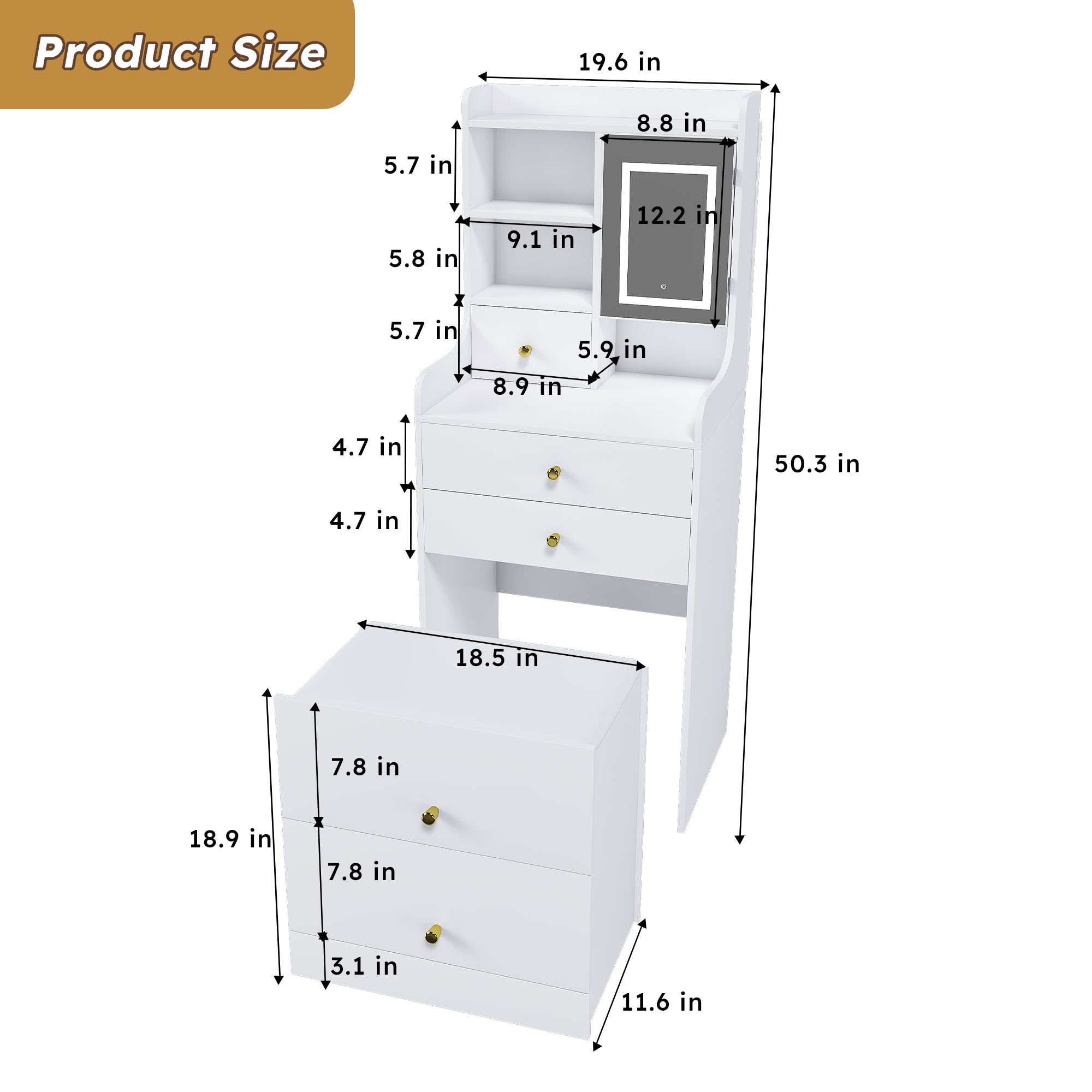 SINOFURN SYB260024BK Bedroom-Vanities - View #7
