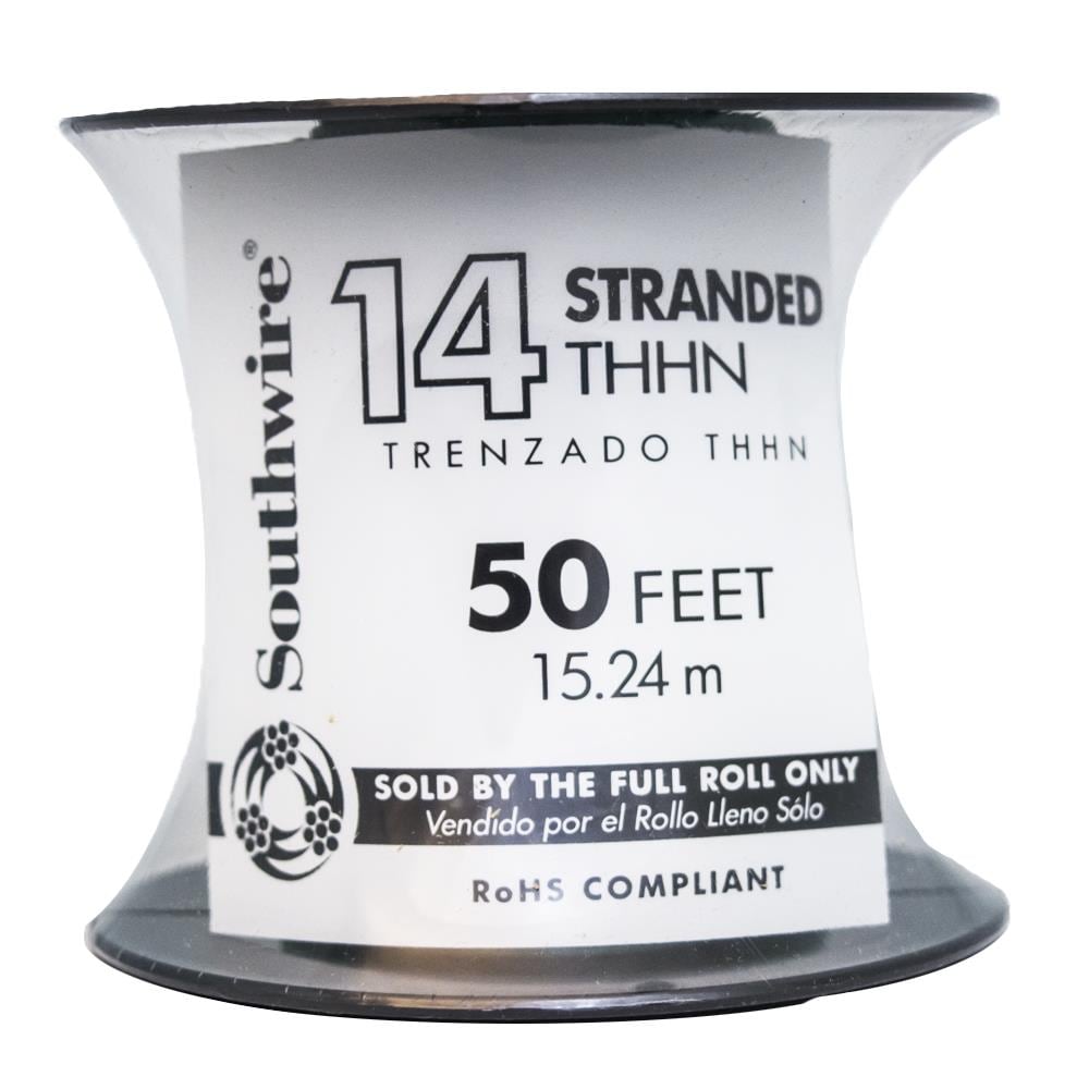 Southwire 22956783 50-ft 14 -AWG White Stranded Copper THHN wire ( By-the-roll )