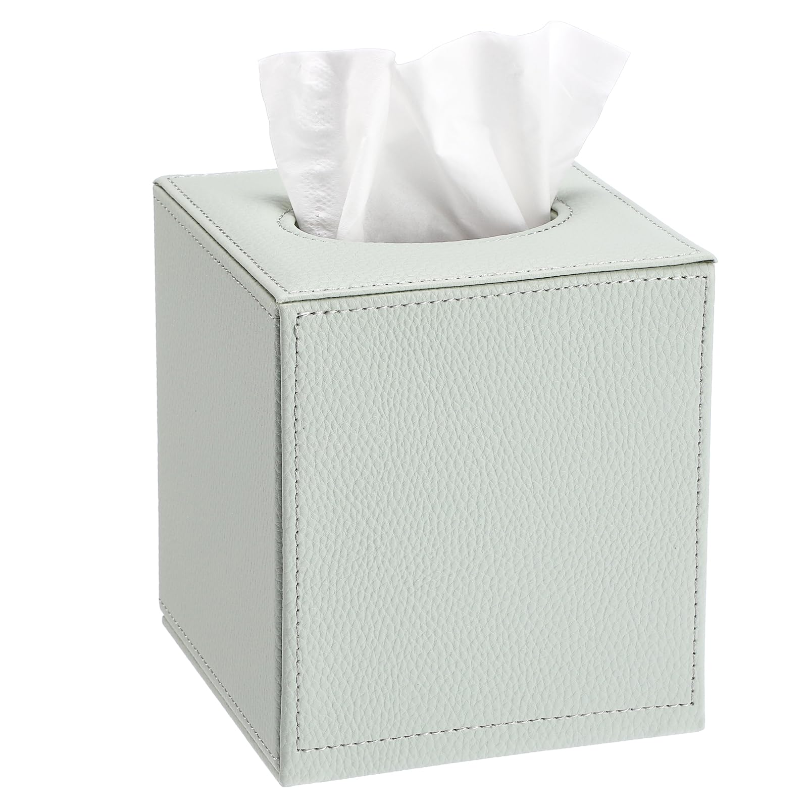Aoibox  Faux Leather Tissue Box Cover with Magnetic Bottom MDF Frame for Bathroom Home Office Desk in Light Green