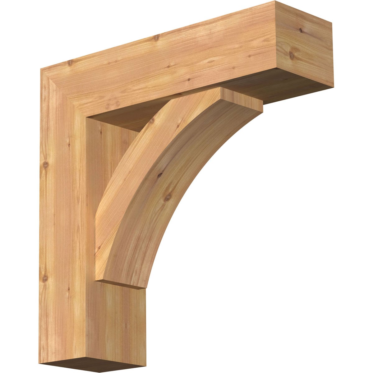 Ekena Millwork 1463978 Thorton Block Smooth Bracket with Offset Brace 7-1/2-in x 26-in x 26-in Western red cedar Brown Wood Standard bracket