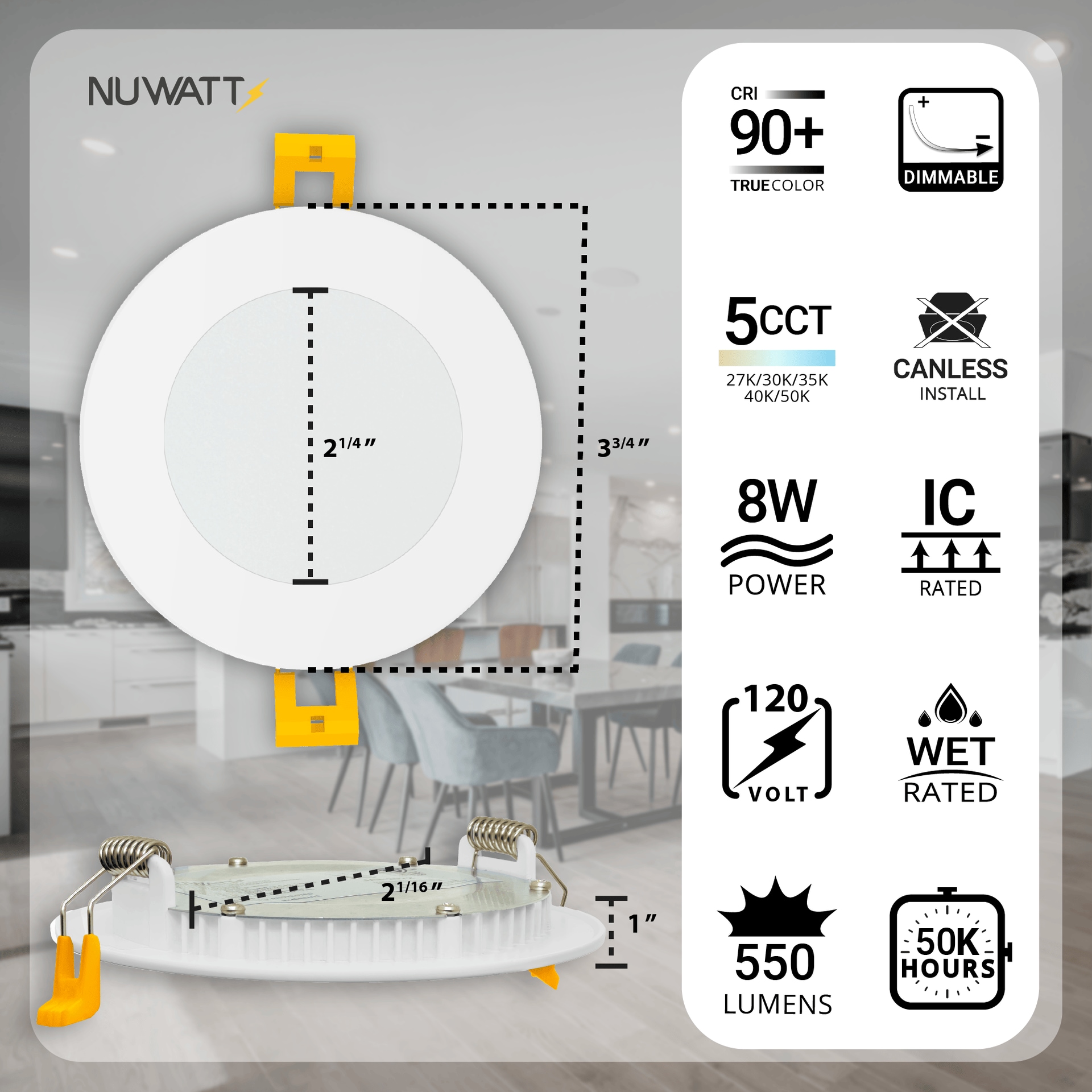 NUWATT NWP-DL-3-8W5CT-WH12P Led-Retrofit-Downlight - View #8