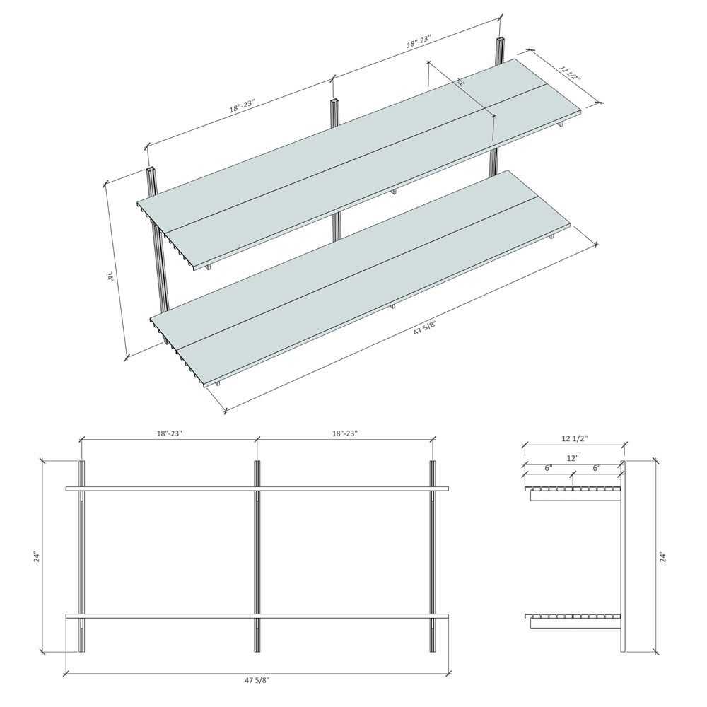 Modern Shelving ALUMWAL-1248-BW Wall-Mounted-Shelving - View #7
