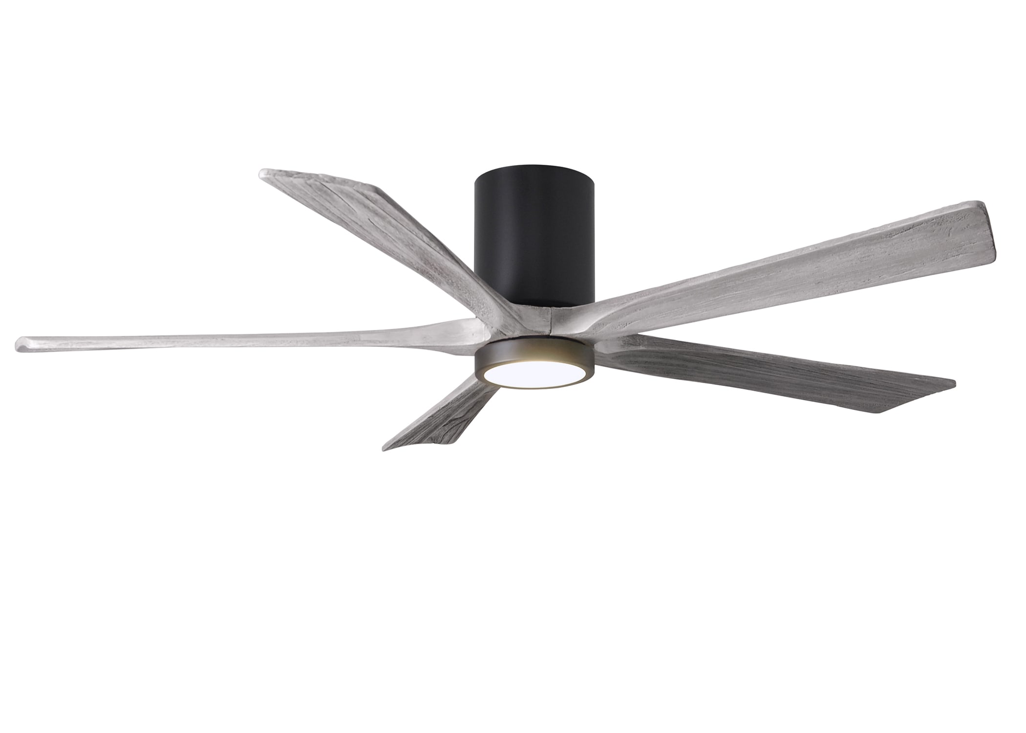 Matthews Fan Company IR5HLK-BK-BW-60 Irene-HLK 60-in Color-Changing Integrated LED Outdoor Flush Mount Matte Black with Barn Wood Tone Blades Ceiling Fan With Light 5 -Blade )