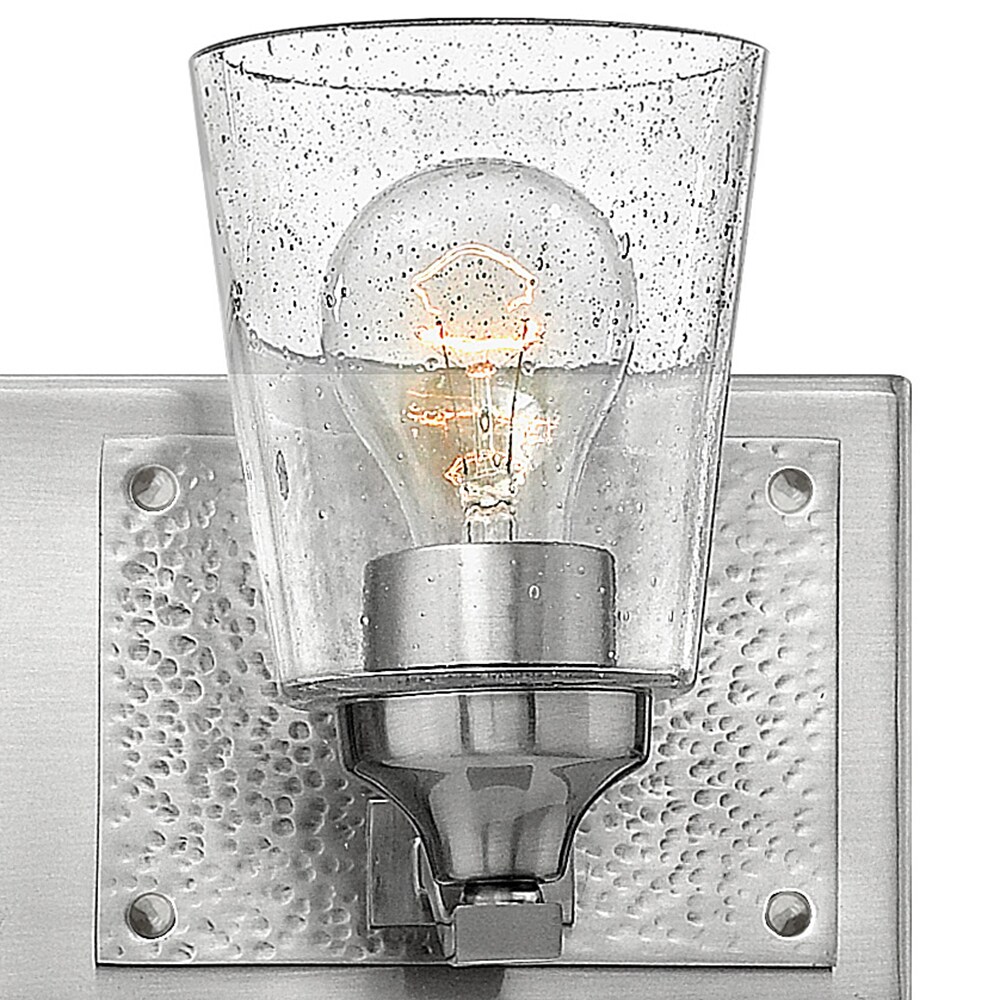 Brushed Nickel 2-Light Bathroom Wall Sconce with Clear Seedy Glass