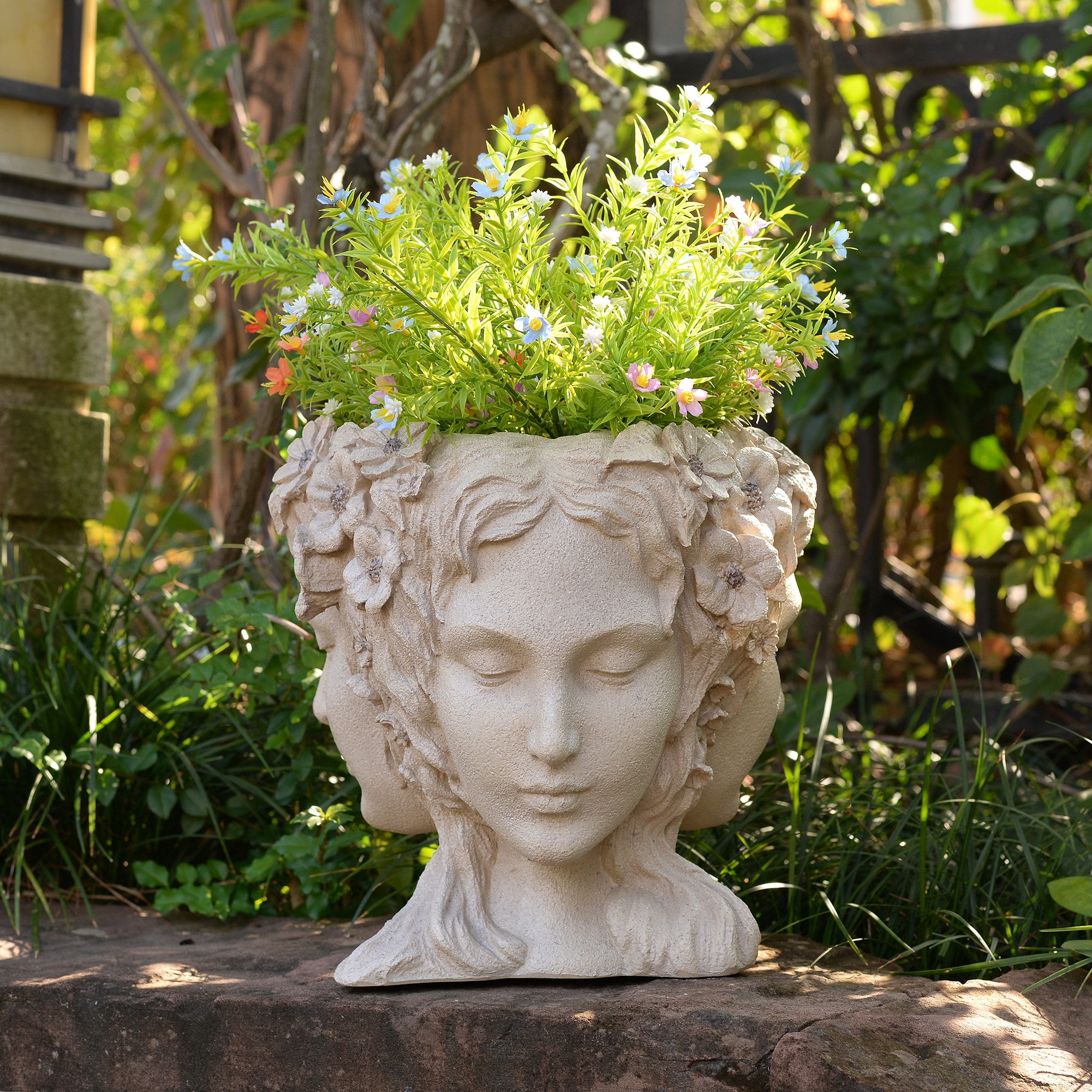 Hi-Line Gift 12.4-in H x 11.9-in W White Garden Statue in the Garden ...