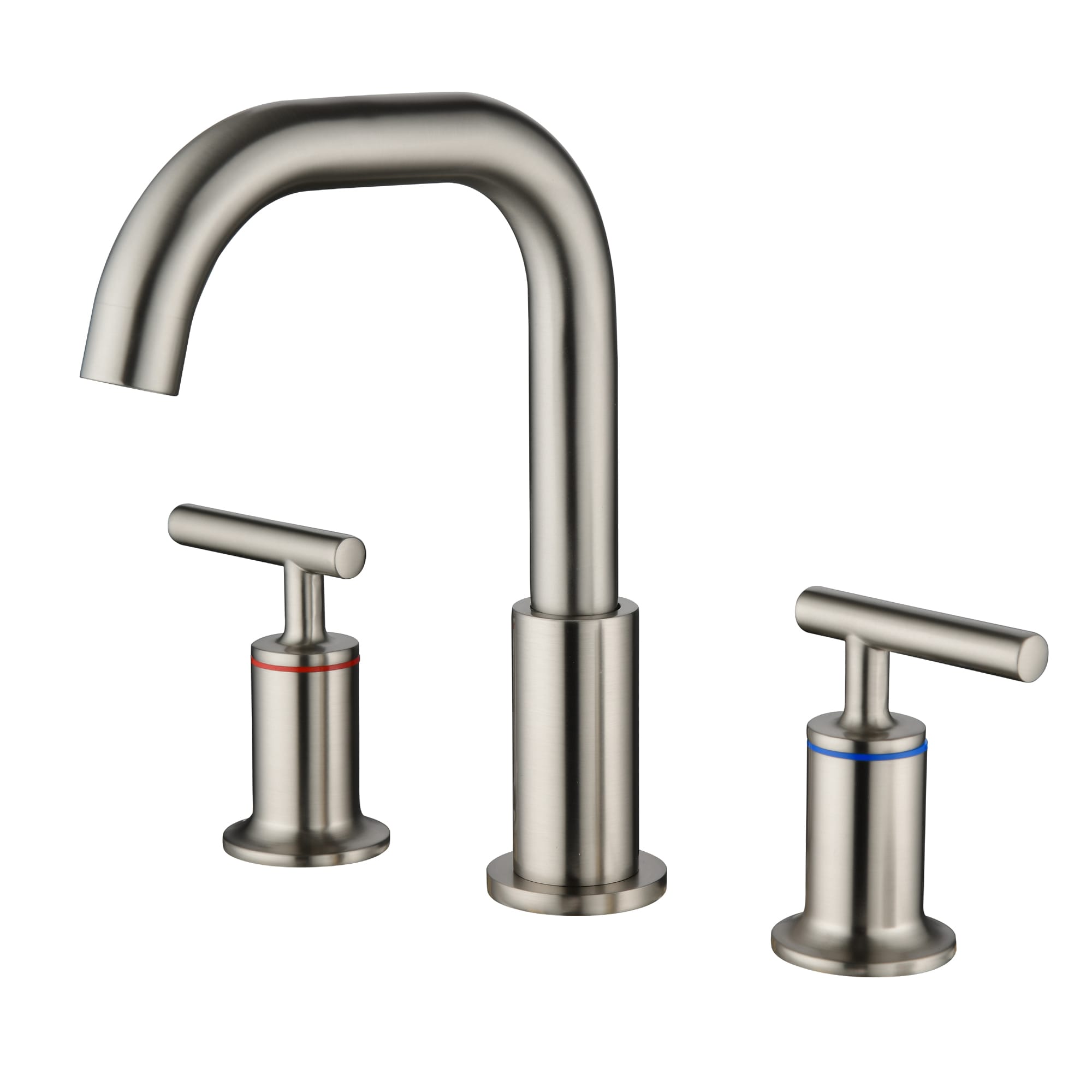 Mondawe MD1511BN Brushed Nickel Widespread 2-handle Low-arc Commercial/Residential Handle Bathroom Sink Faucet