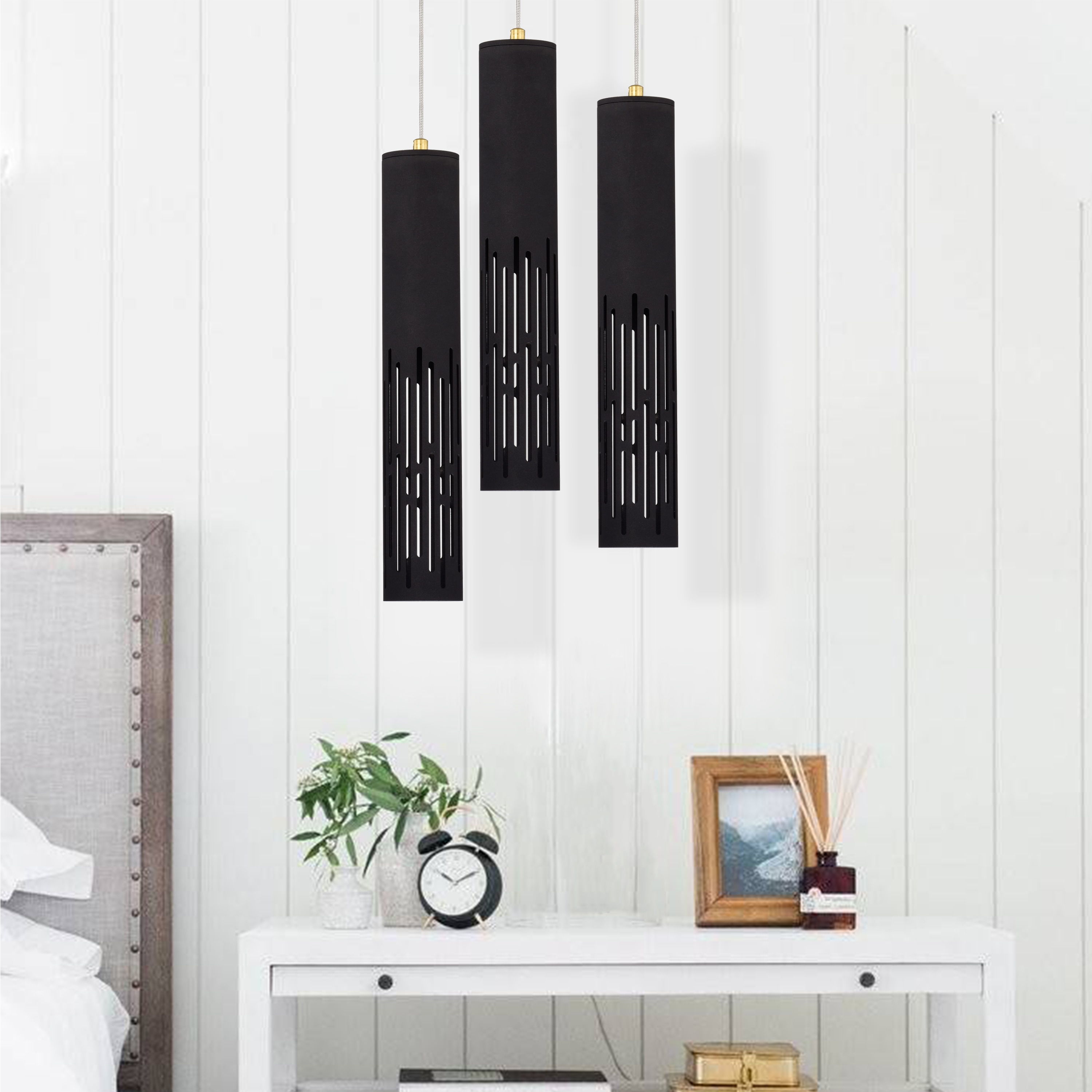 Matte Black Mini LED Cylinder Pendant Light