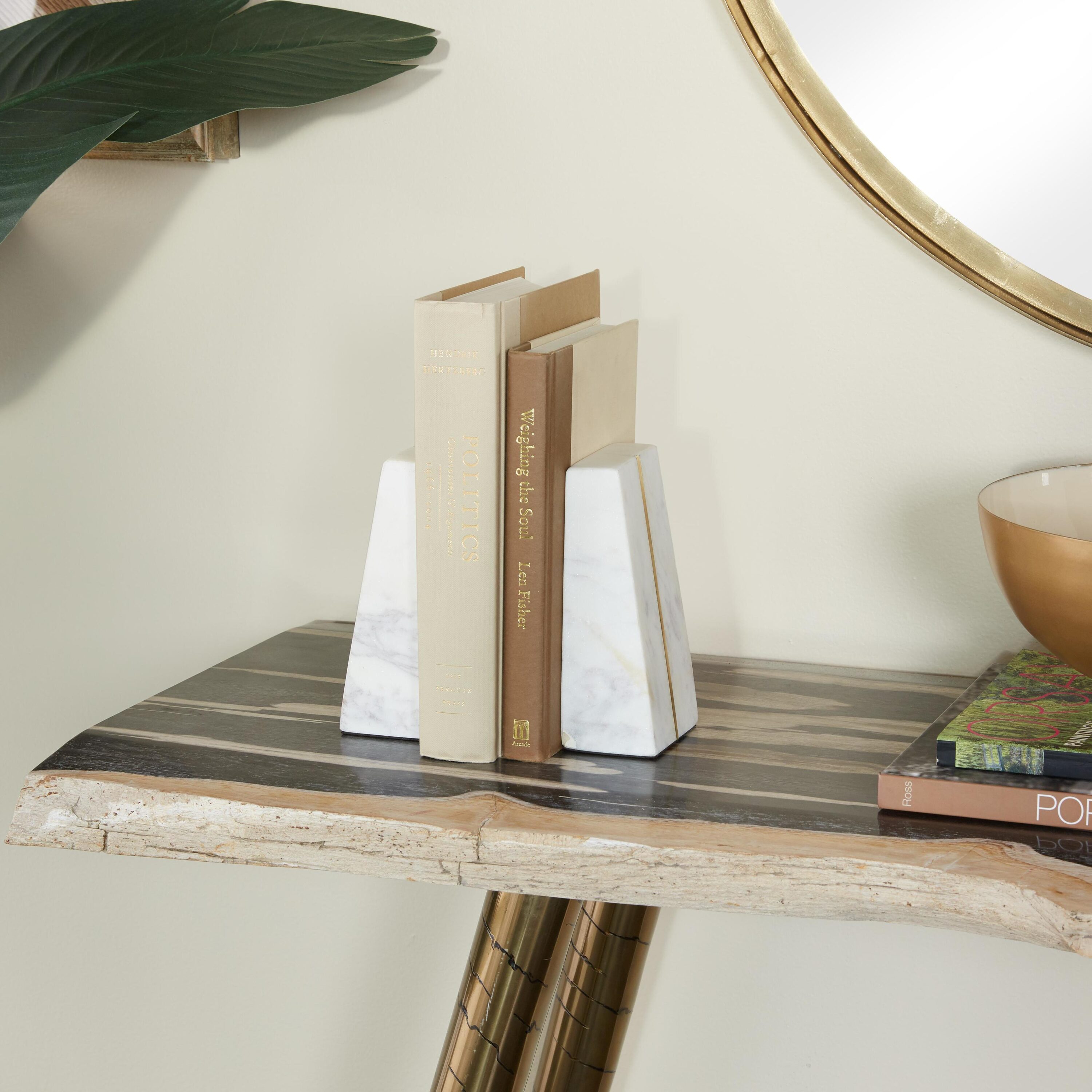 Grayson Lane 89589 2 -Pack White Marble Glam Decorative bookends