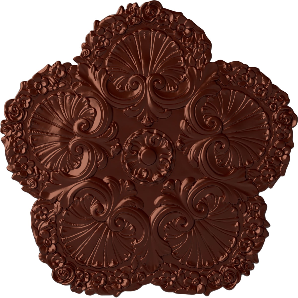 Ekena Millwork CM25SHACS Shell 25.625-in W x 25.625-in L Painted Antique Copper Polyurethane Whole Ceiling Medallion