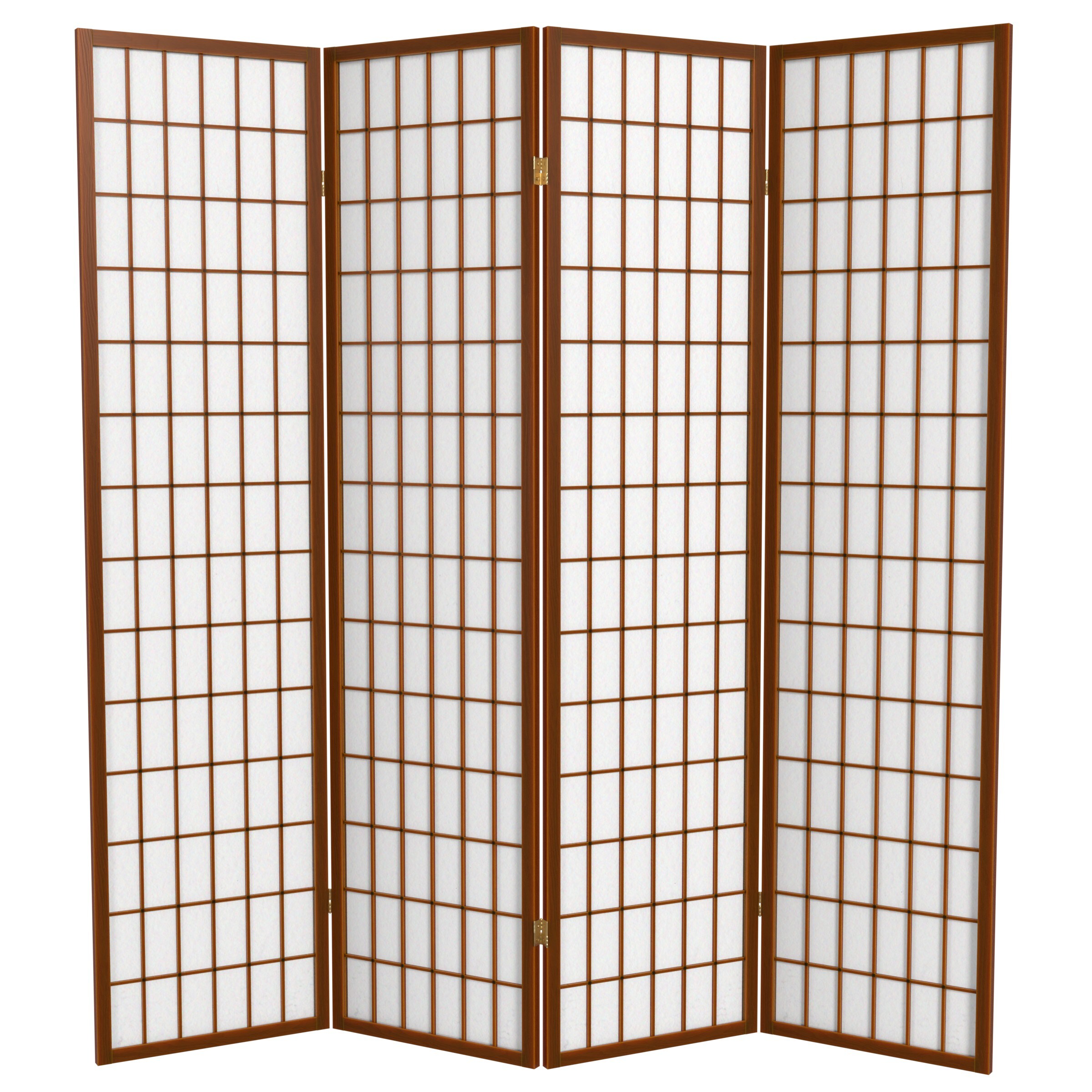 Red Lantern SSCWP-4P-WAL 4-Panel Walnut Wood Folding Shoji Style Room Divider