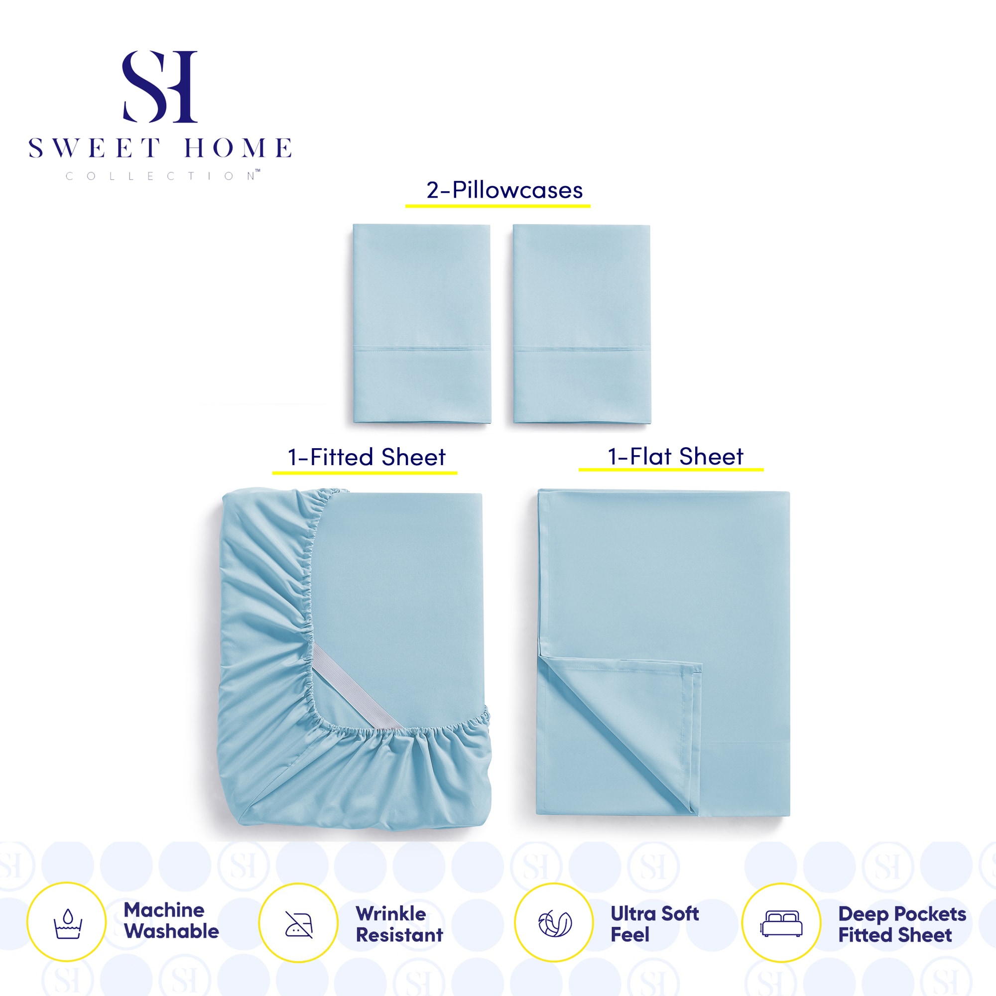 Sweet Home Collection LOW-4P-SH-TW-AQU Sheet-Sets - View #3