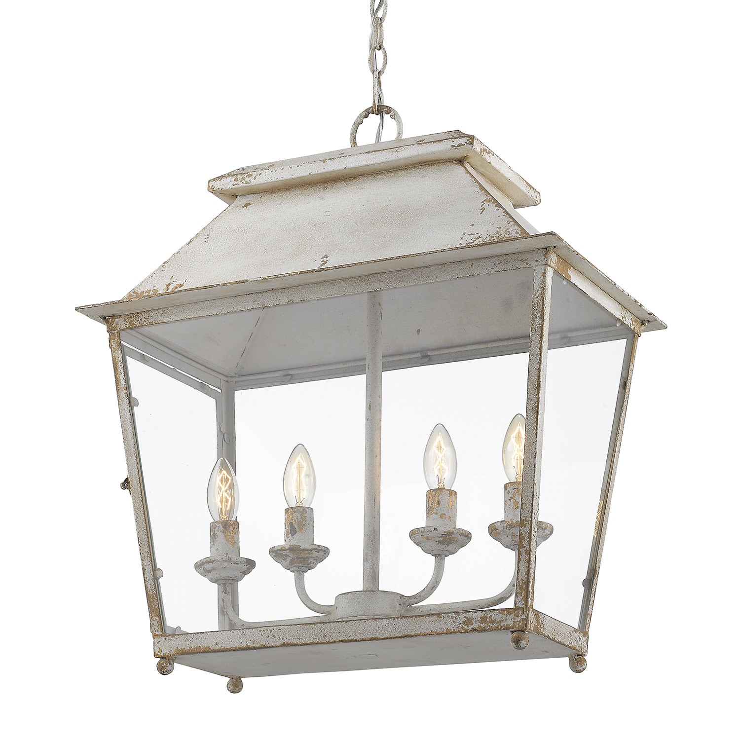 Antique Ivory Glass 4-Light Pendant Lantern