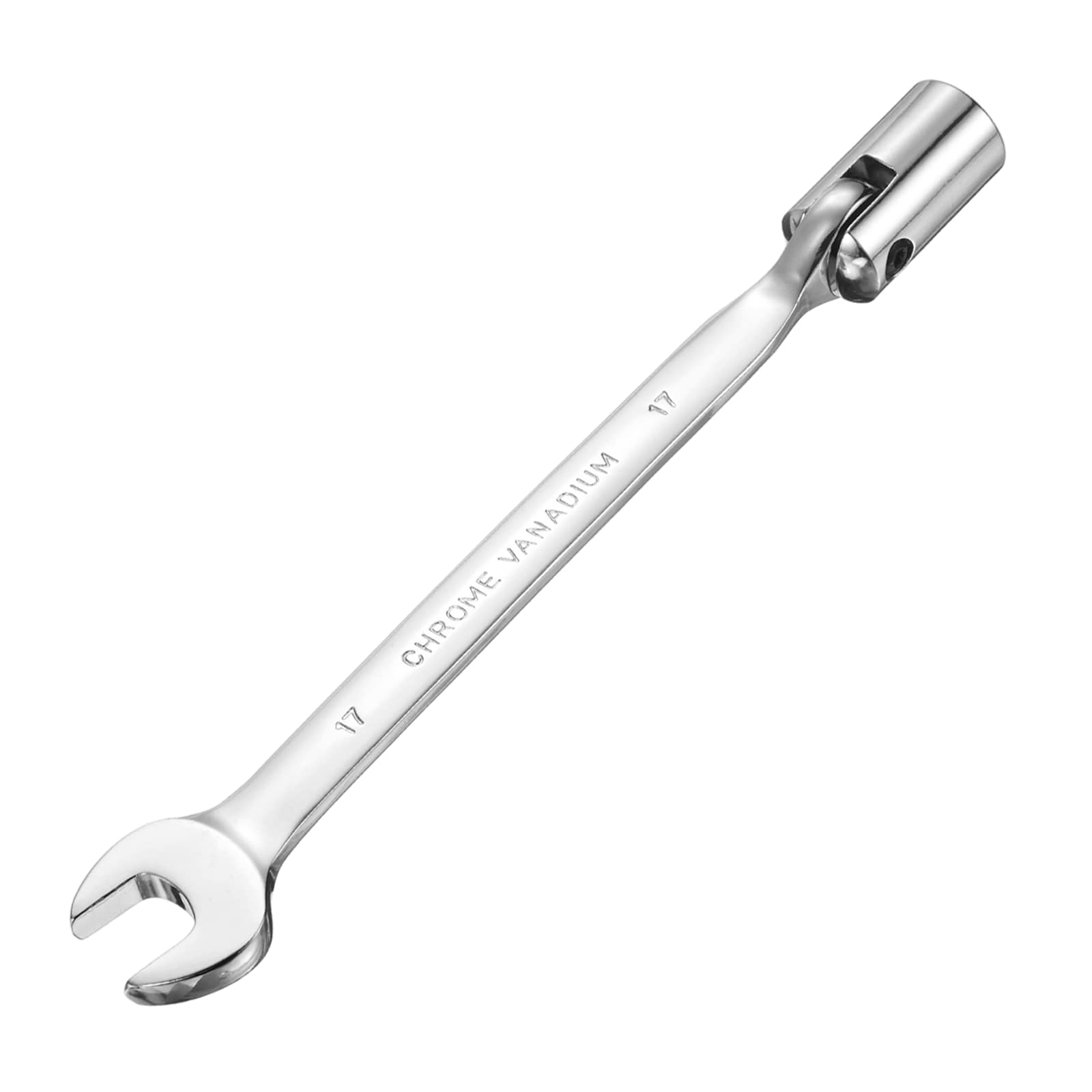 Harfington 17mm Swivel Head Socket Combination Spanner Wrench CR-V Steel Rotary Torx Socket Head Open End Wrenches Spanner Mirror Polishing for Auto Car Repairing