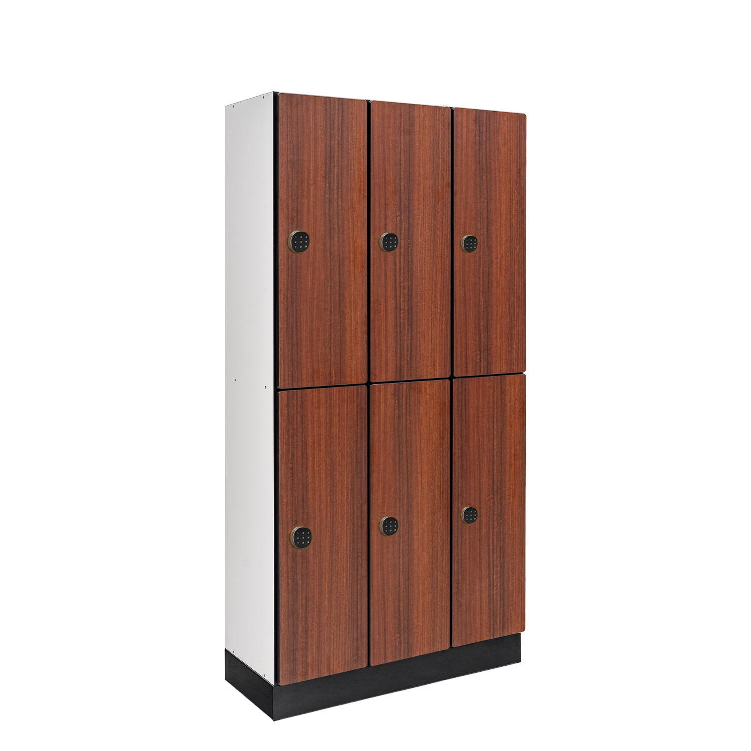 Alpine Industries 36-in W x 72-in H x 15-in D Walnut 6-Door 2-Tier Designer Wood Full Storage Lockers with Digital Keypad Lock for School Gym Employees and Sports Facilities