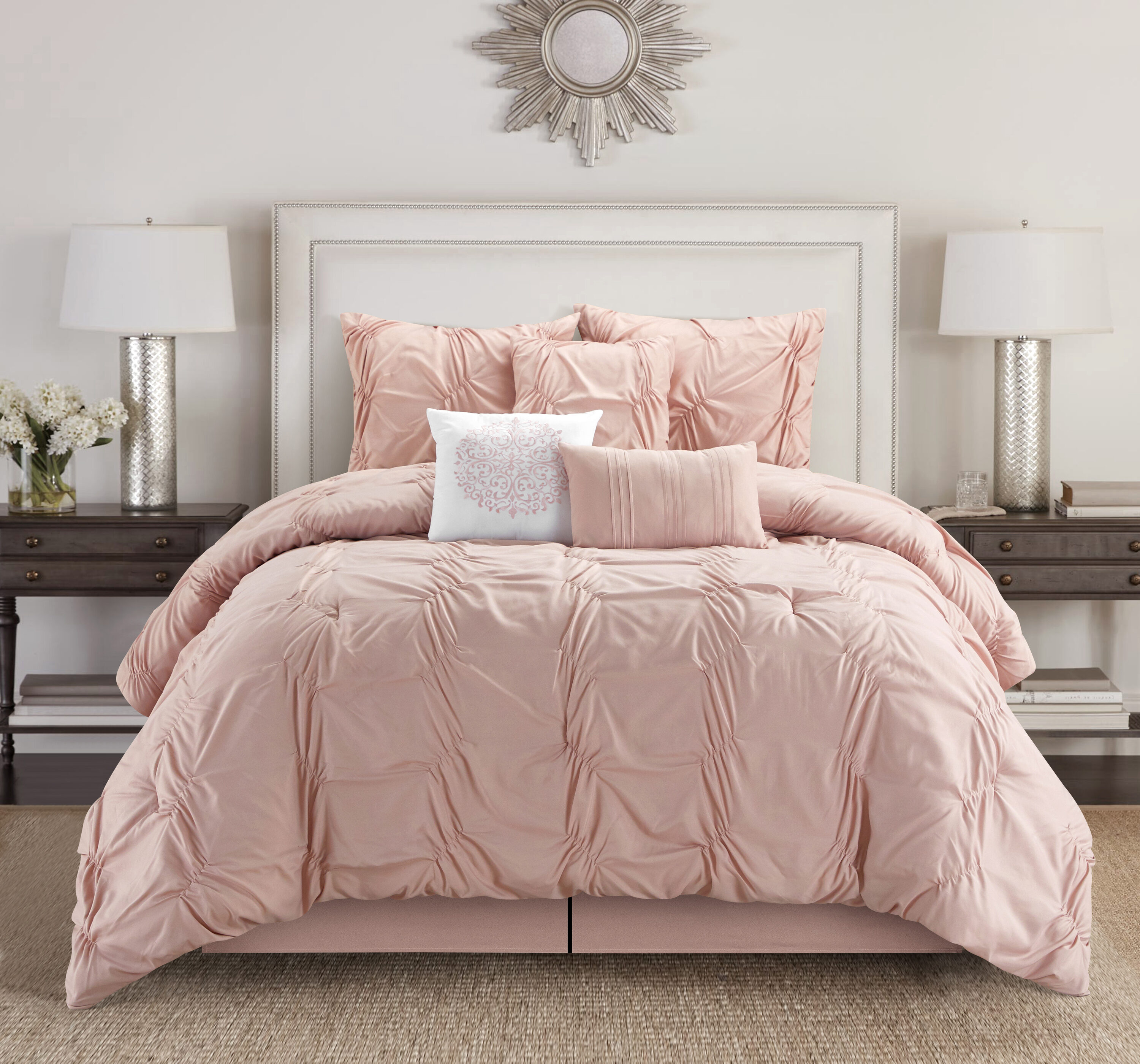 Nanshing 7 Piece Blush King Comforter Set In The Bedding Sets