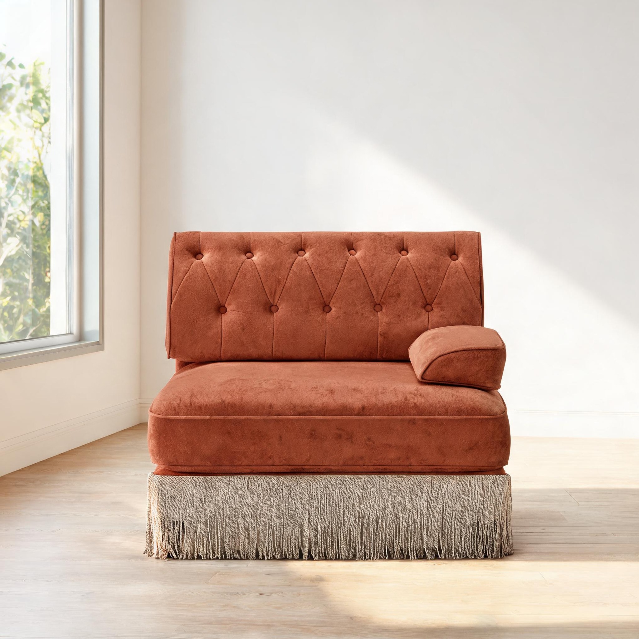 FlowLuxe Classic Brown Velvet Chesterfield Modular Sofa for Flexible ...