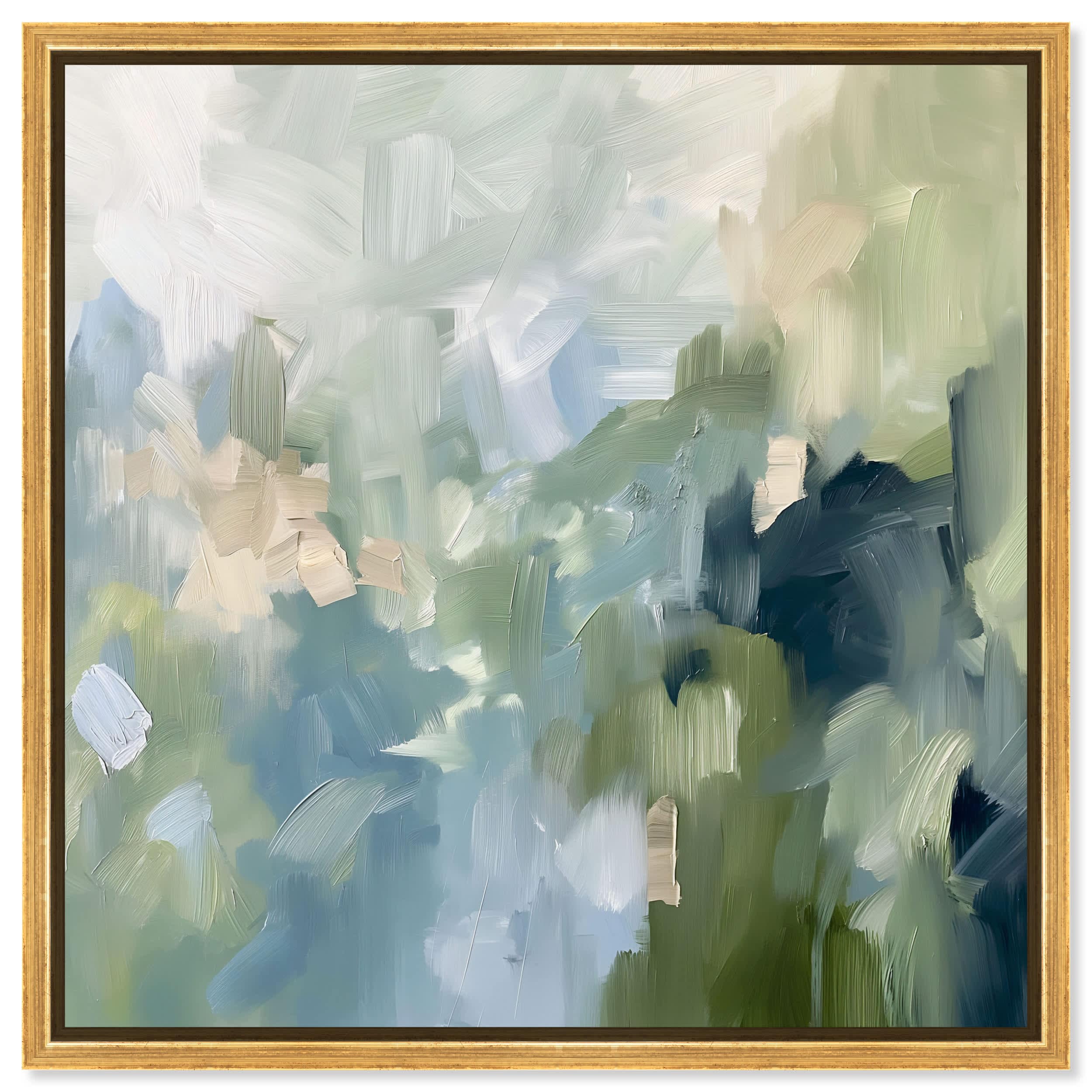 Art Remedy 006304800GEQS94 Minted Brush Modern/Contemporary Print by  Gold Frame 40 x 40