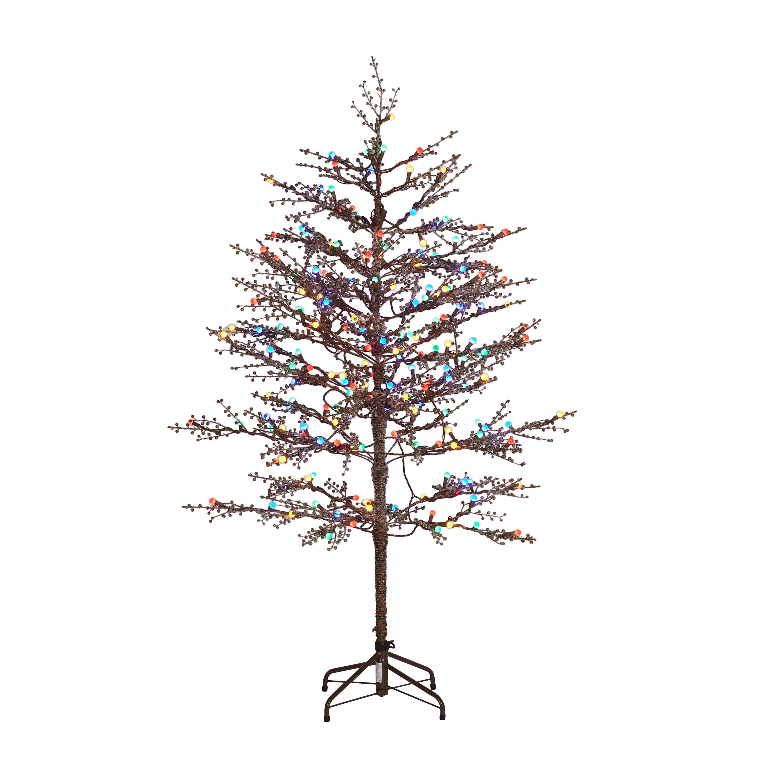 GE 5-ft Winterberry Pre-lit Twig Brown Artificial Christmas Tree with ...