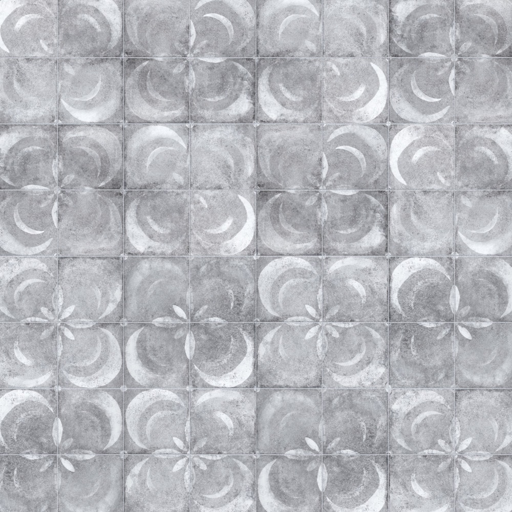 Vendome 18" Gray and White Porcelain Vintage Tile