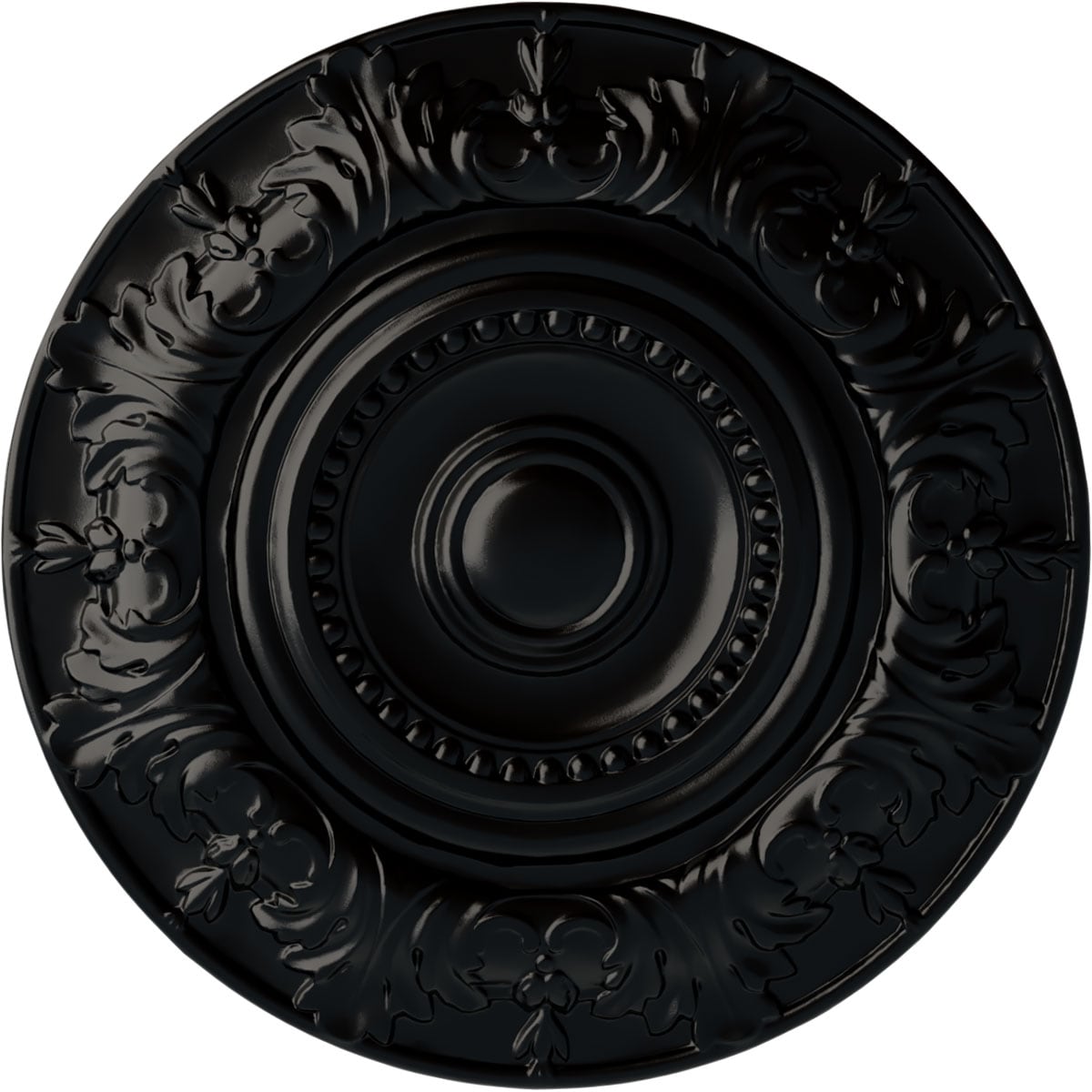 Ekena Millwork CM20BXBLF Biddix 20.875-in W x 20.875-in L Painted Jet Black Polyurethane Whole Ceiling Medallion