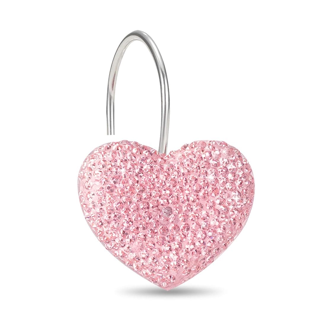 Aoibox  Valentine S Hook Rhinestone Heart Shower Curtain Hooks Set of 12 Decorative Bling Glide Rings in Pink