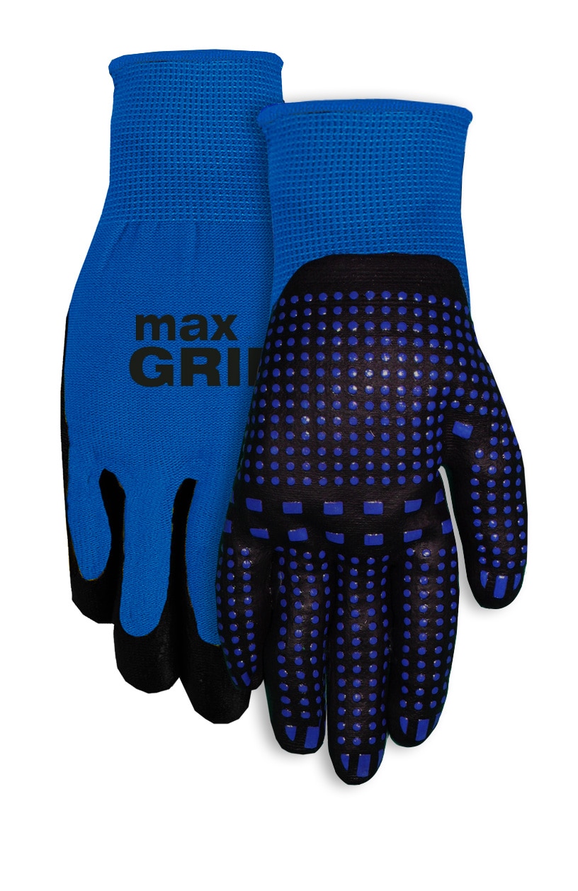 Small/Medium, Blue/Black, Super Grip Palm Gloves, Non-Slip Texture, Hook and Loop Wrist Strap (2-Pairs)