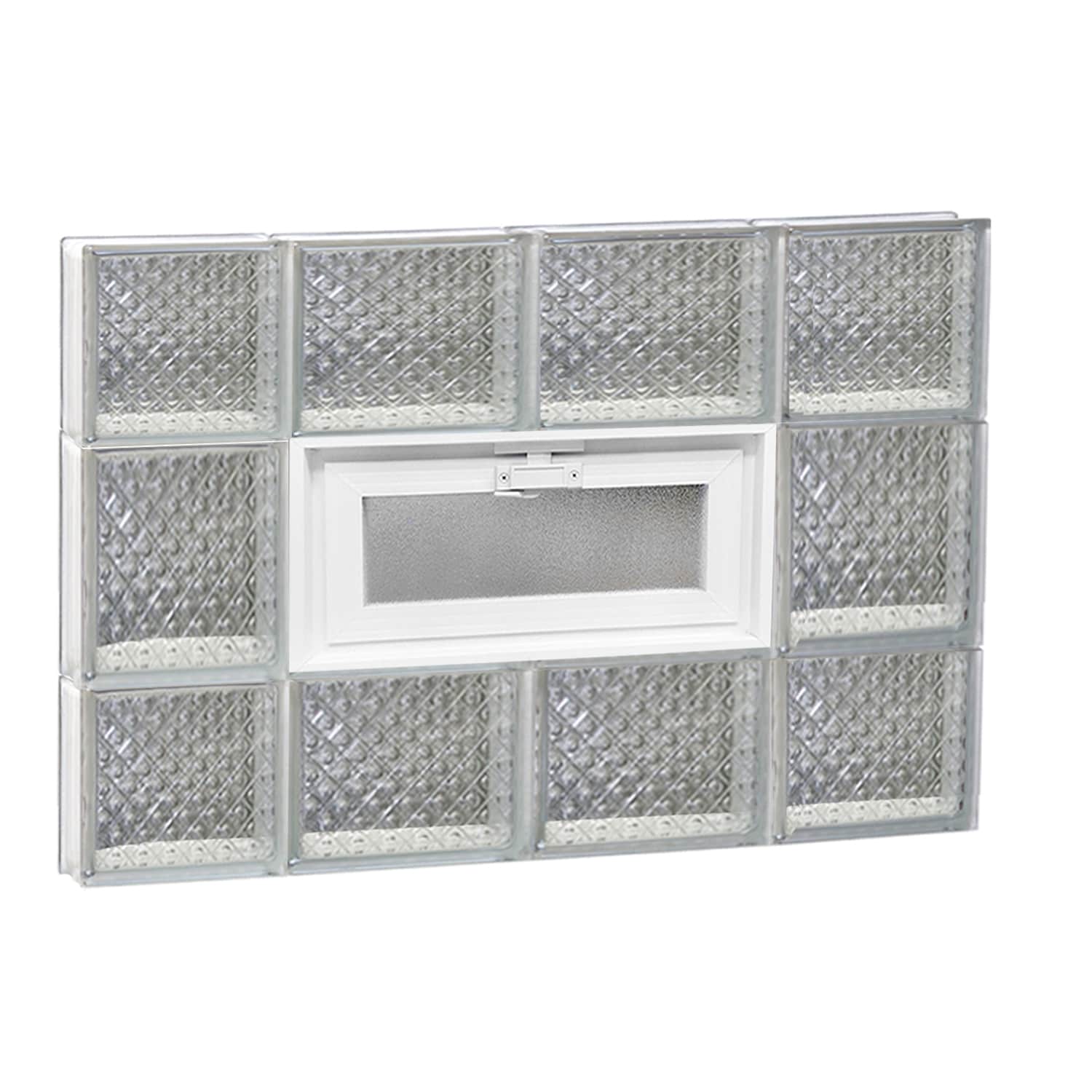 REDI2SET V2820DP Diamond Glass 27-in x 19-1/4-in Frameless Replacement Vented Glass Block Window