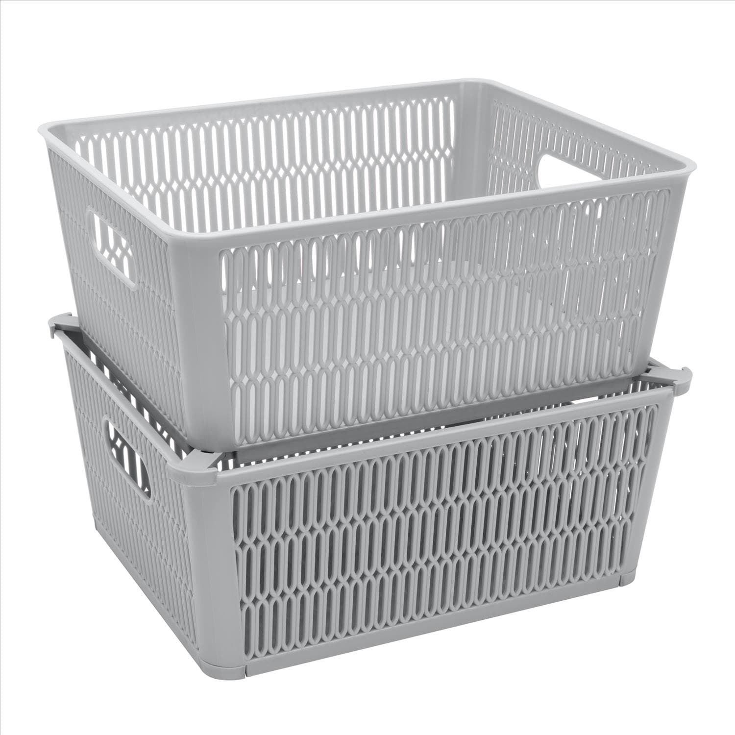 New 2x Plastic Stackable Basket Multi-Purpose Storage Basket Home Office 