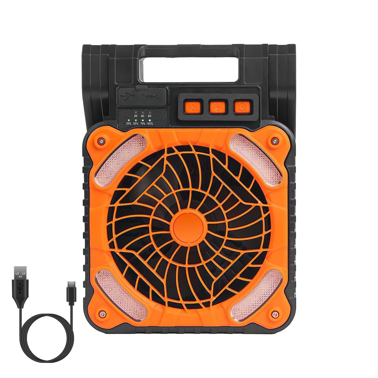 Siavonce XHX3I09A 6-in 5 -Volt Indoor Orange Desk Fan Battery Included Charger Included