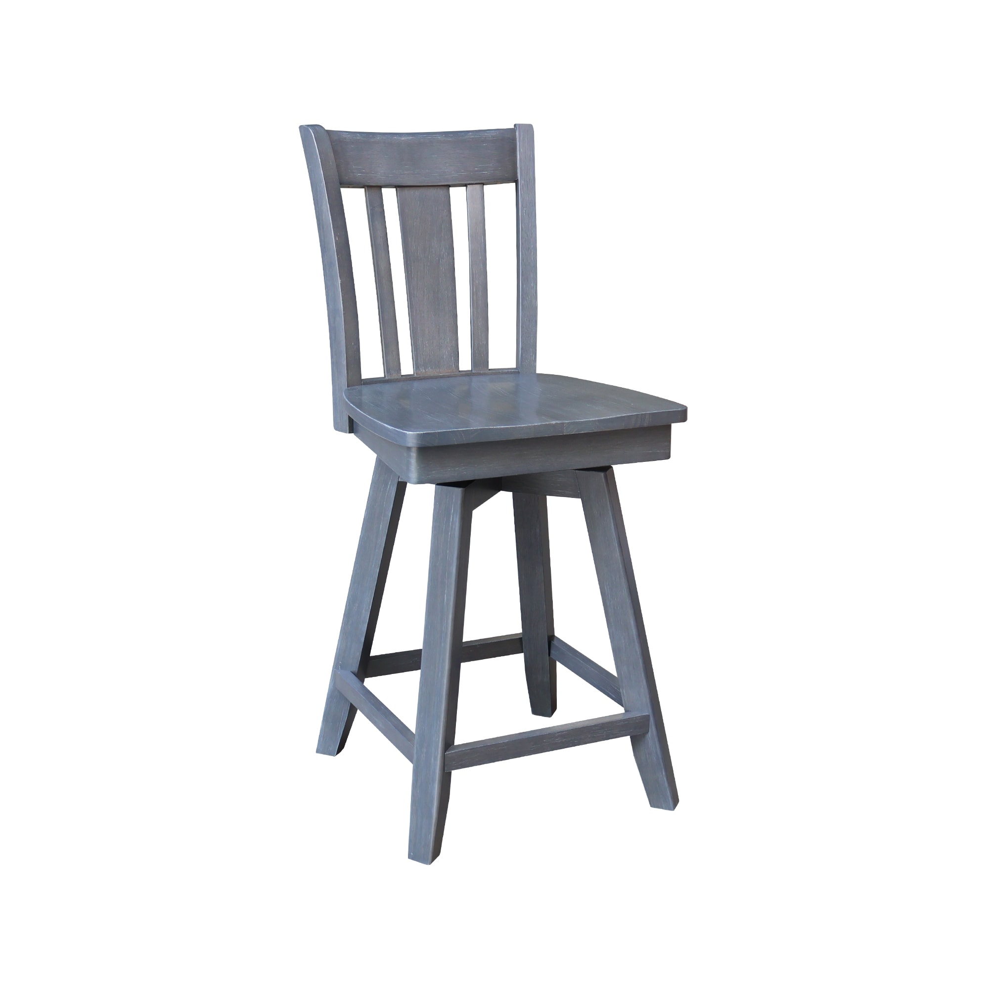 Heather Gray Solid Wood Swivel Counter Height Stool