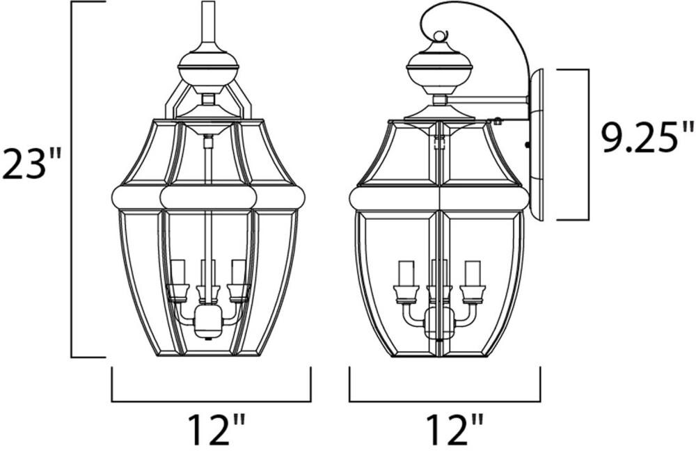 Maxim Lighting South Park 3-light 23-in Burnished Outdoor Wall Light At 