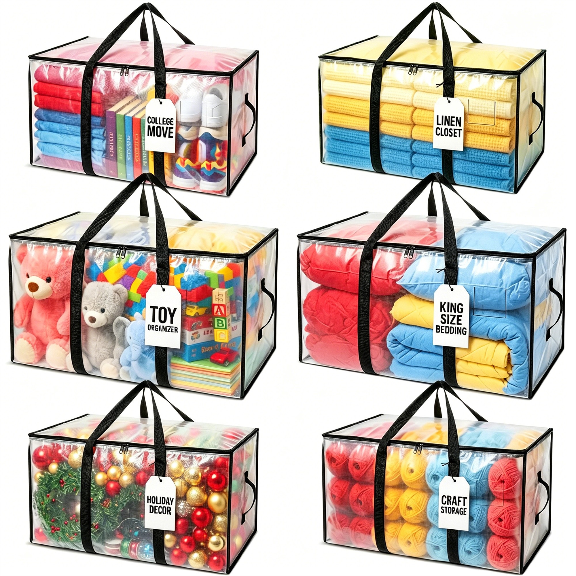 MOEPISY 6 Pack Oversized Heavy Duty Moving Storage Bags with Backpack Straps Zippers and Carry Handles Reusable Packing Organizers Alternative to Cardboard Boxes for College Dorm Household Holiday Christmas Decor Storage