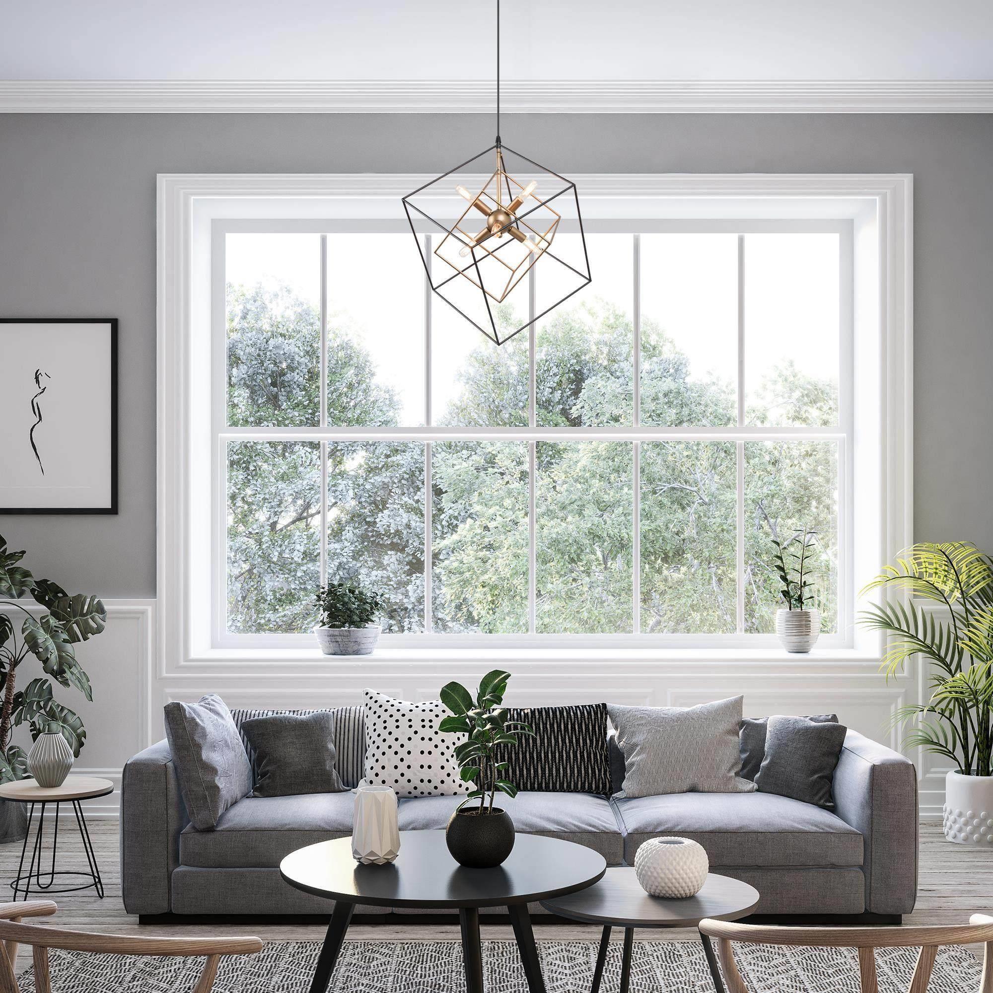 Abtercetor Matte Black Wrought Iron Cage LED Chandelier