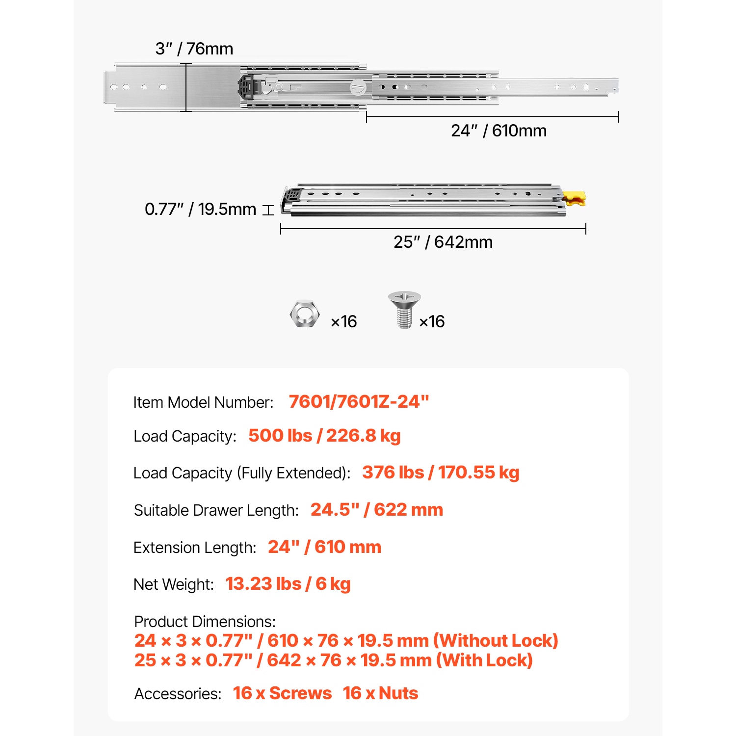 VEVOR SCZXCTHG500B12910V0 Drawer-Slides - View #7