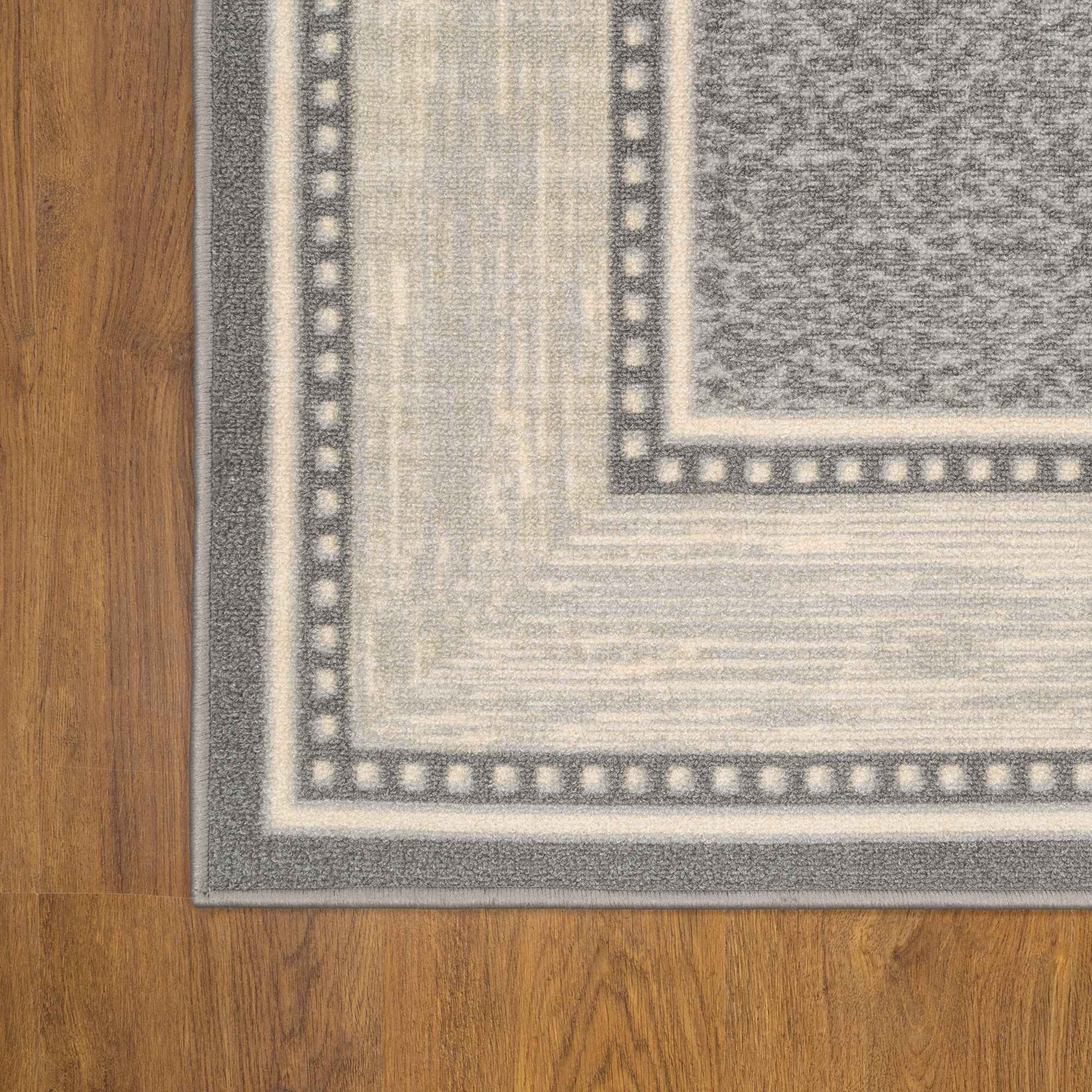 Ottomanson Classics Non-Slip Rubberback Bordered 2x3 Indoor Area Rug/Entryway  Mat, 2'3 x 3', Gray/Black 
