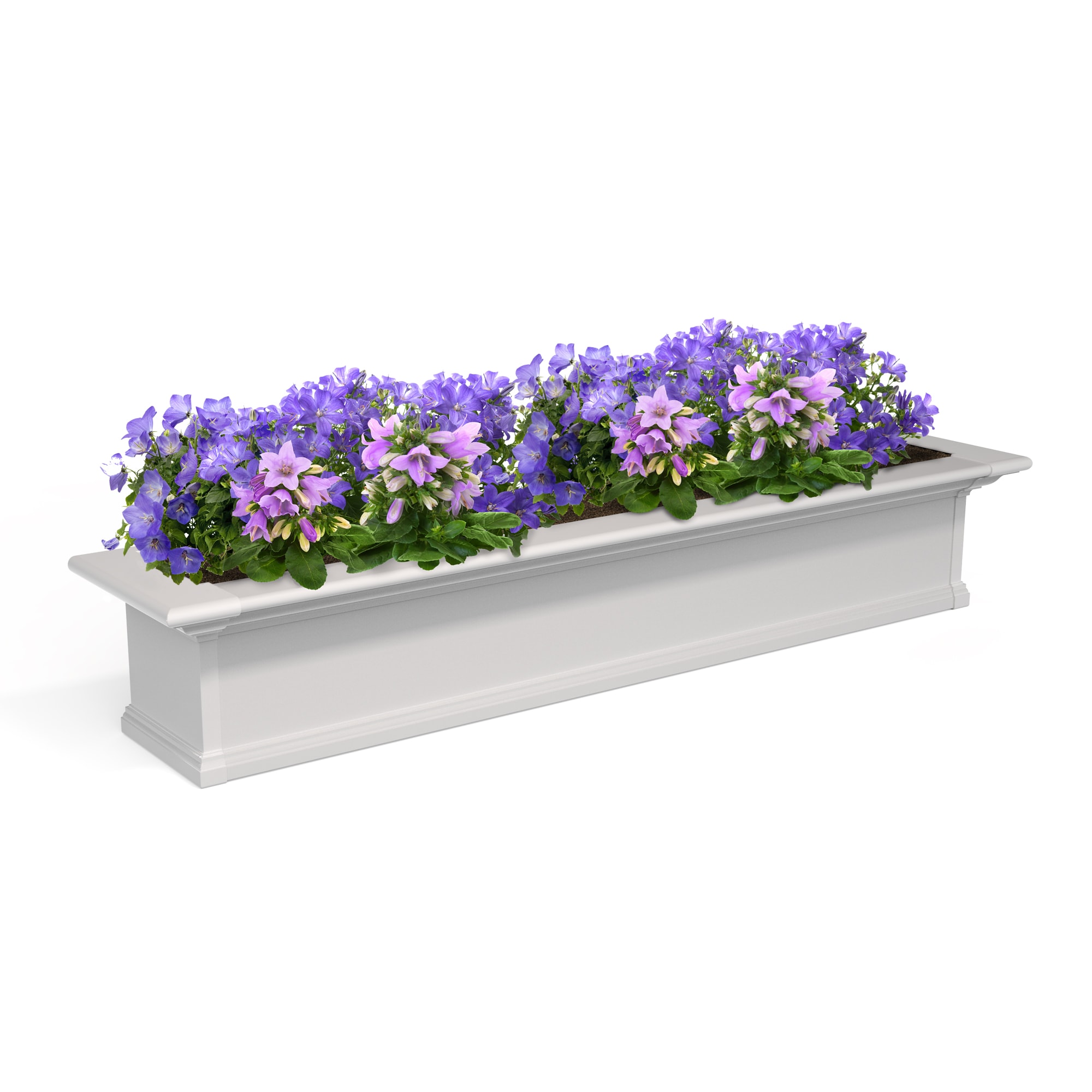 Mayne 4825-W Rectangle 60-in W Large White PVC vinyl Outdoor Window box with Drainage Holes with Self Watering
