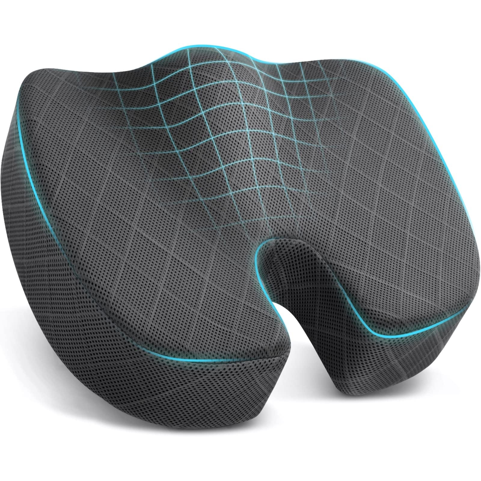Justincity -  Memory Foam Seat Cushion X Large Grey for Office Chair Car Seat Airplane Bleacher E...