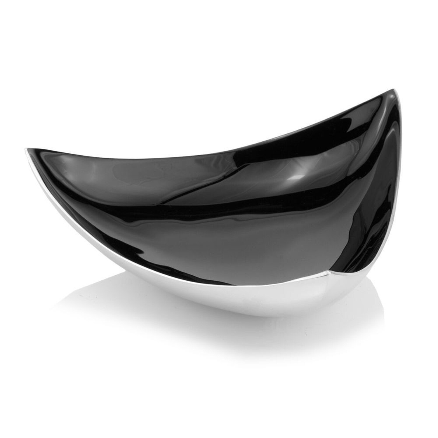HomeRoots 4000354587 4-in x 14-in Black and Silver Oval Serving Tray