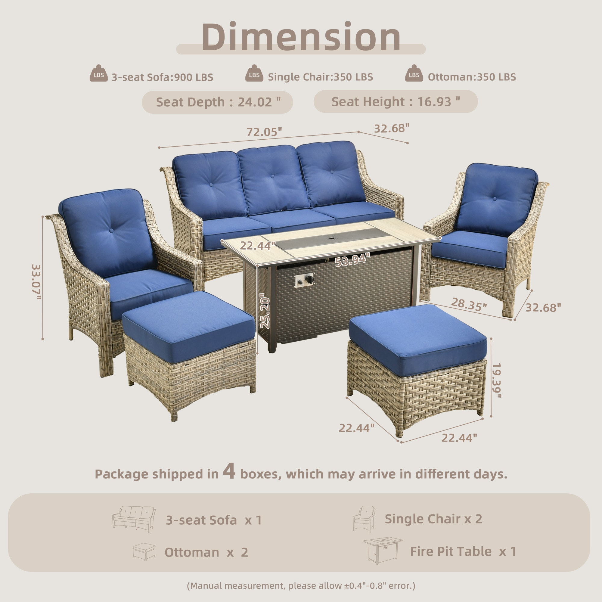 weaxty HMBCFP8503-PAD706 Patio-Conversation-Sets - View #7