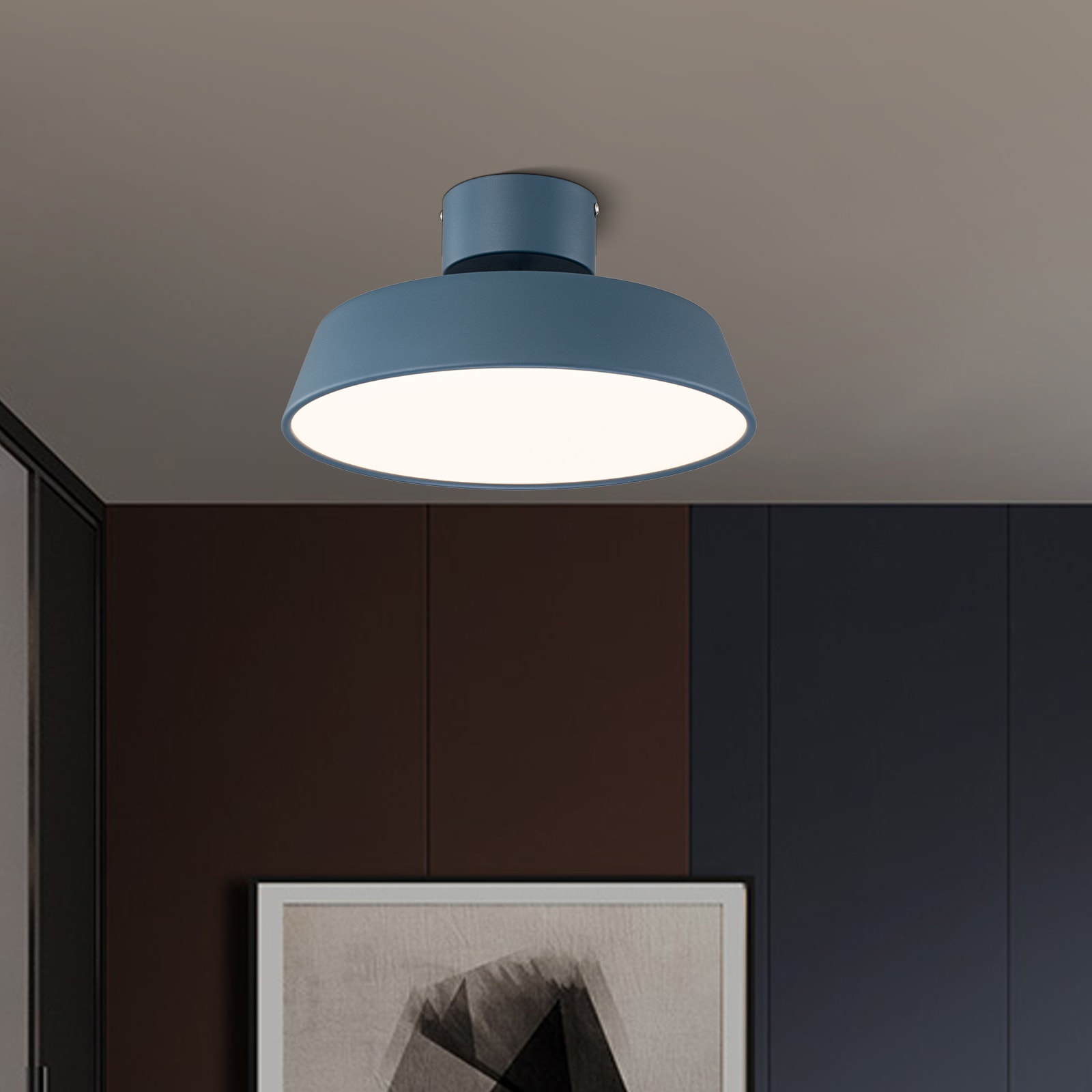 HUOKU PD1006631 Nimbus 1 -Light 11.81-in Blue Integrated LED Semi Flush Mount Light