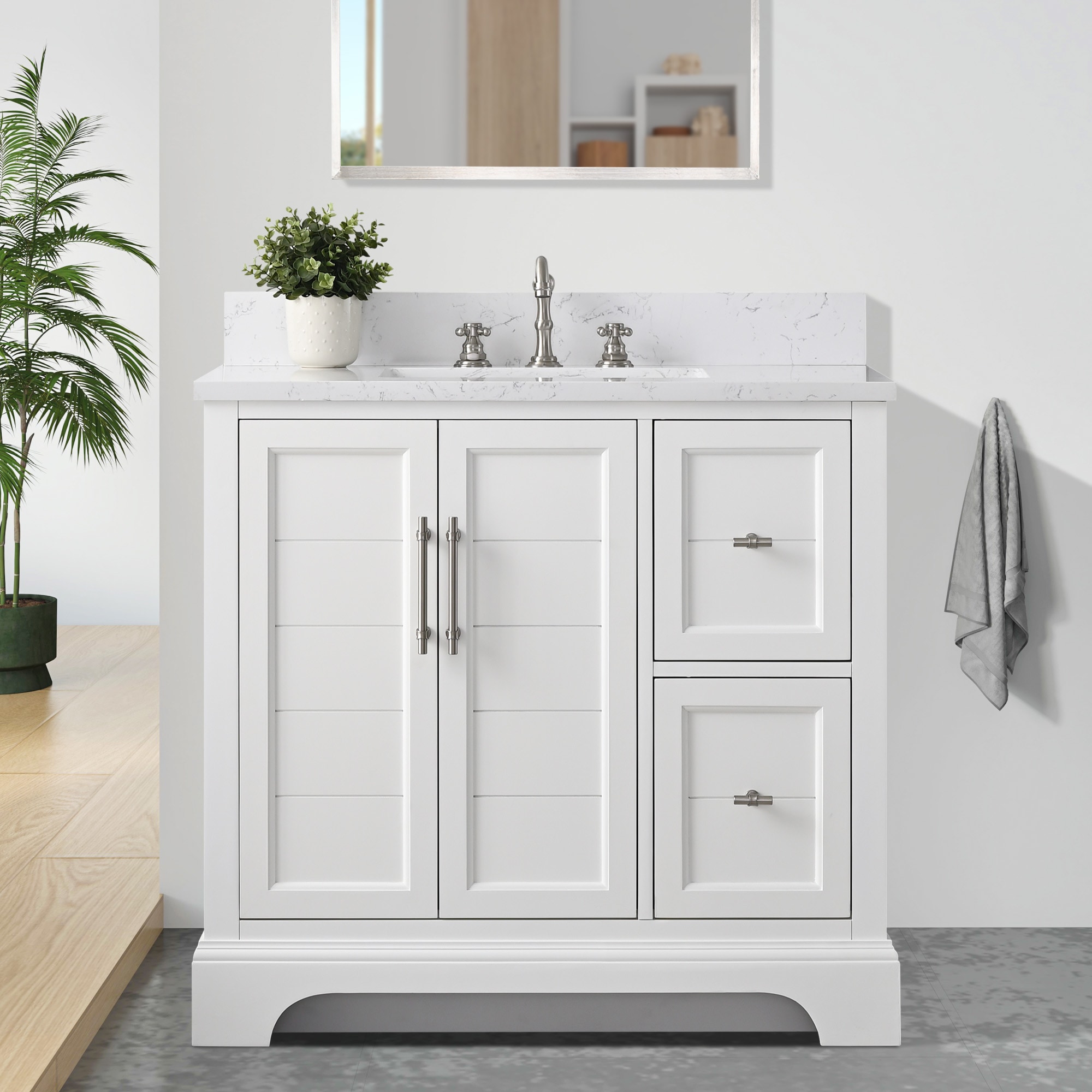 Vanity Art 36 in. W x 22 in. D x 34 in. H Single Sink Bathroom Vanity in Vintage Green with Engineered Marble Top