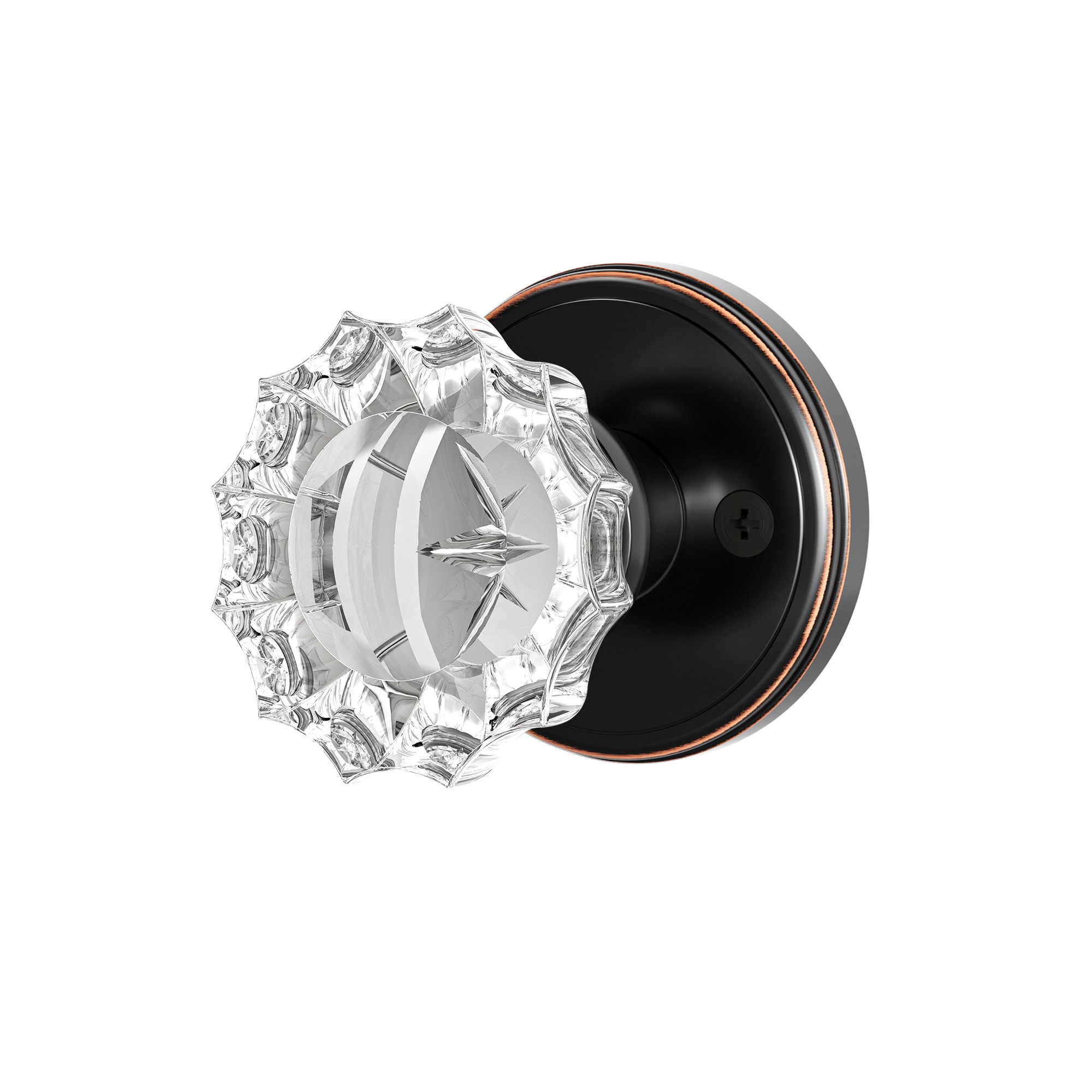 Senyhardware Vintage ORB with Red Highlight Interior Hall/Closet Unkeyed Passage Door Knob with Antique Crystal Floral Knob and Round Backplate