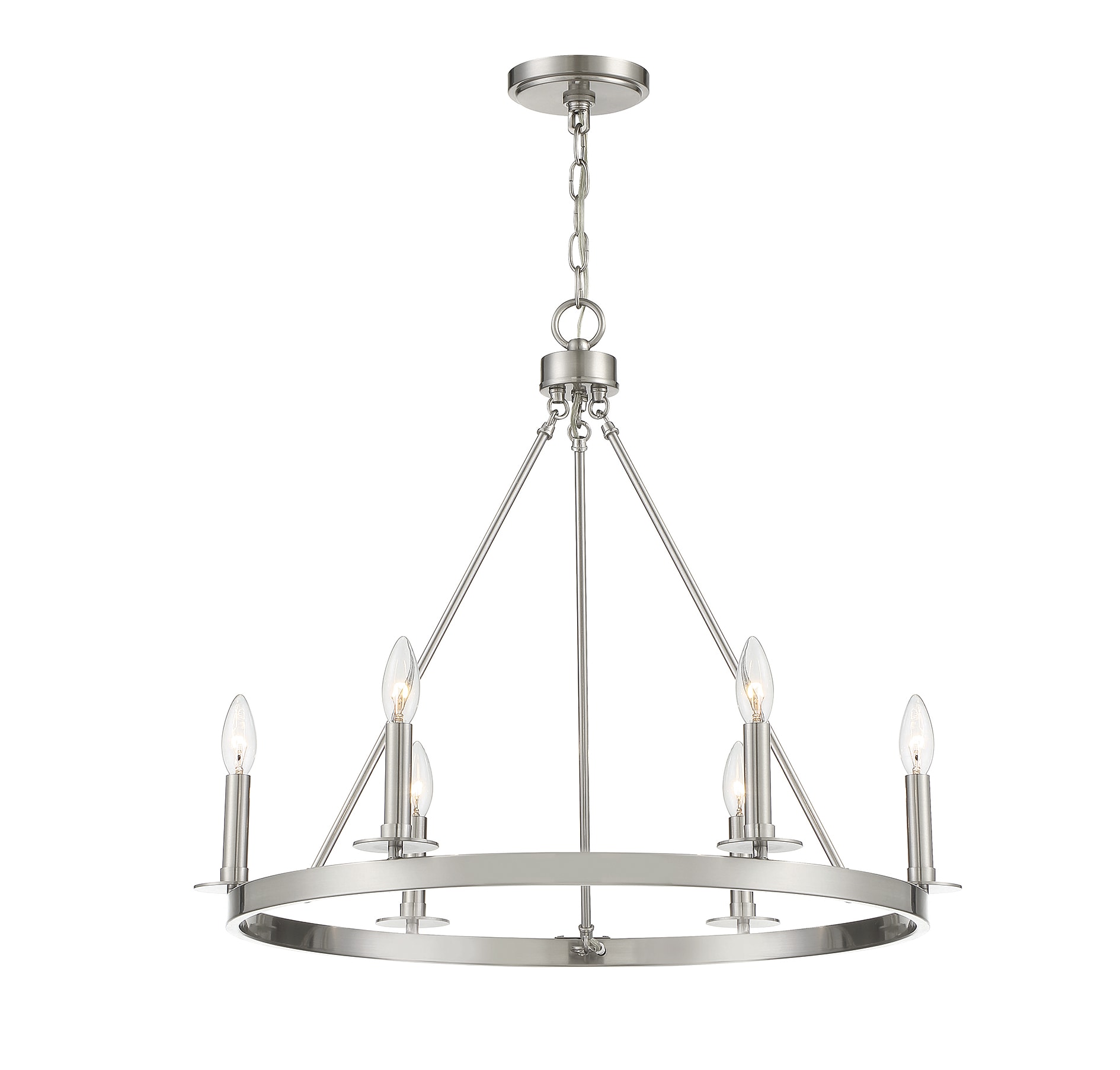Brushed Nickel 6-Light Wagon Wheel Chandelier