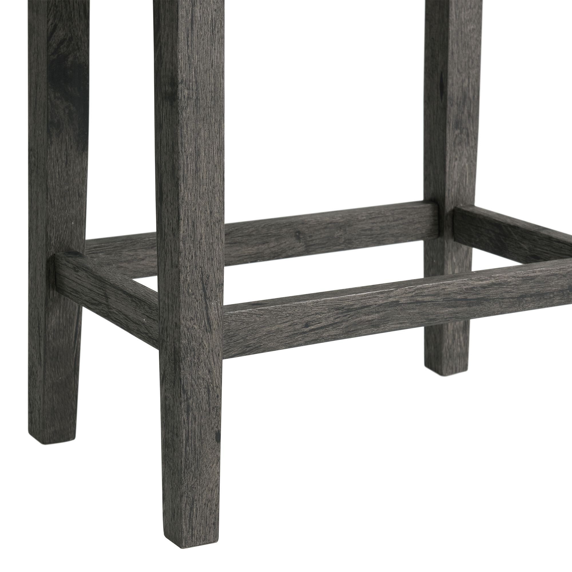 Charcoal Gray Wood Bar Table Set with 4 Upholstered Stools