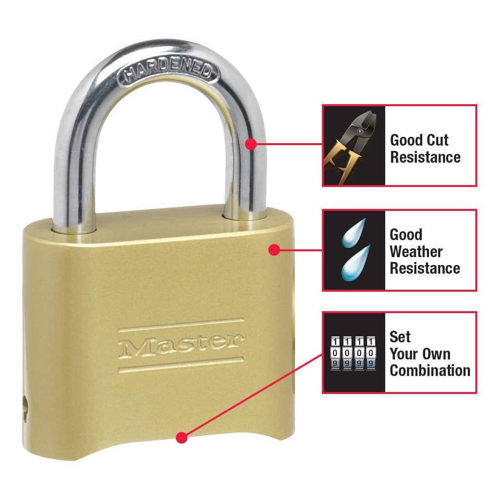 Master Lock Heavy Duty Outdoor Resettable Combination Padlock, 2-in Wide x  1-1/2-in Shackle in the Padlocks department at